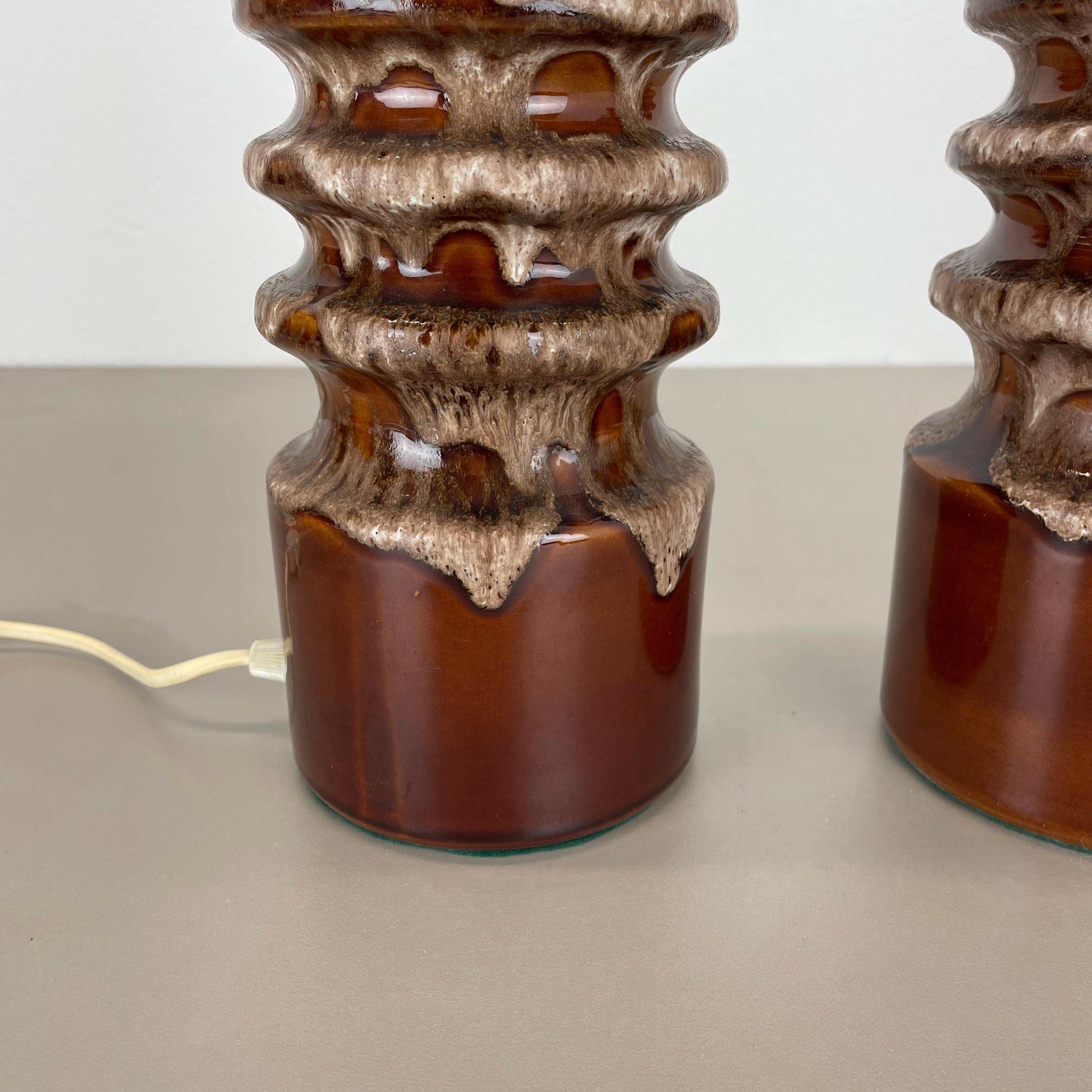 set of 2 Rare Fat Lava Ceramic WGP Table Light Hustadt Leuchten , Germany, 1970s For Sale 5