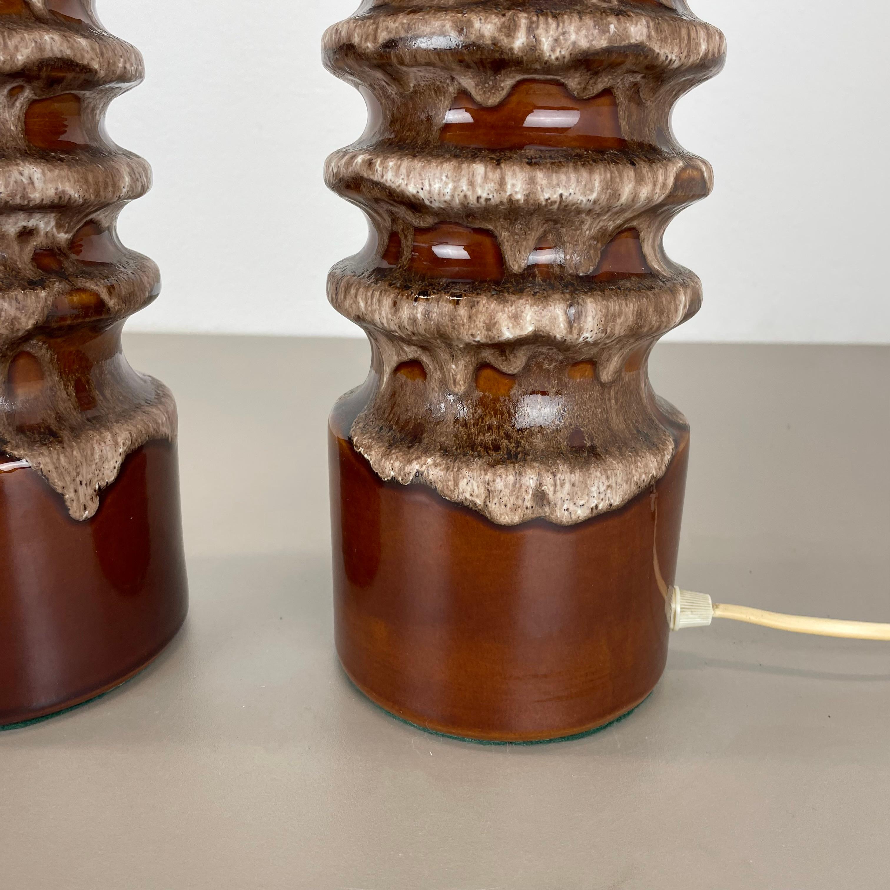 set of 2 Rare Fat Lava Ceramic WGP Table Light Hustadt Leuchten , Germany, 1970s For Sale 6