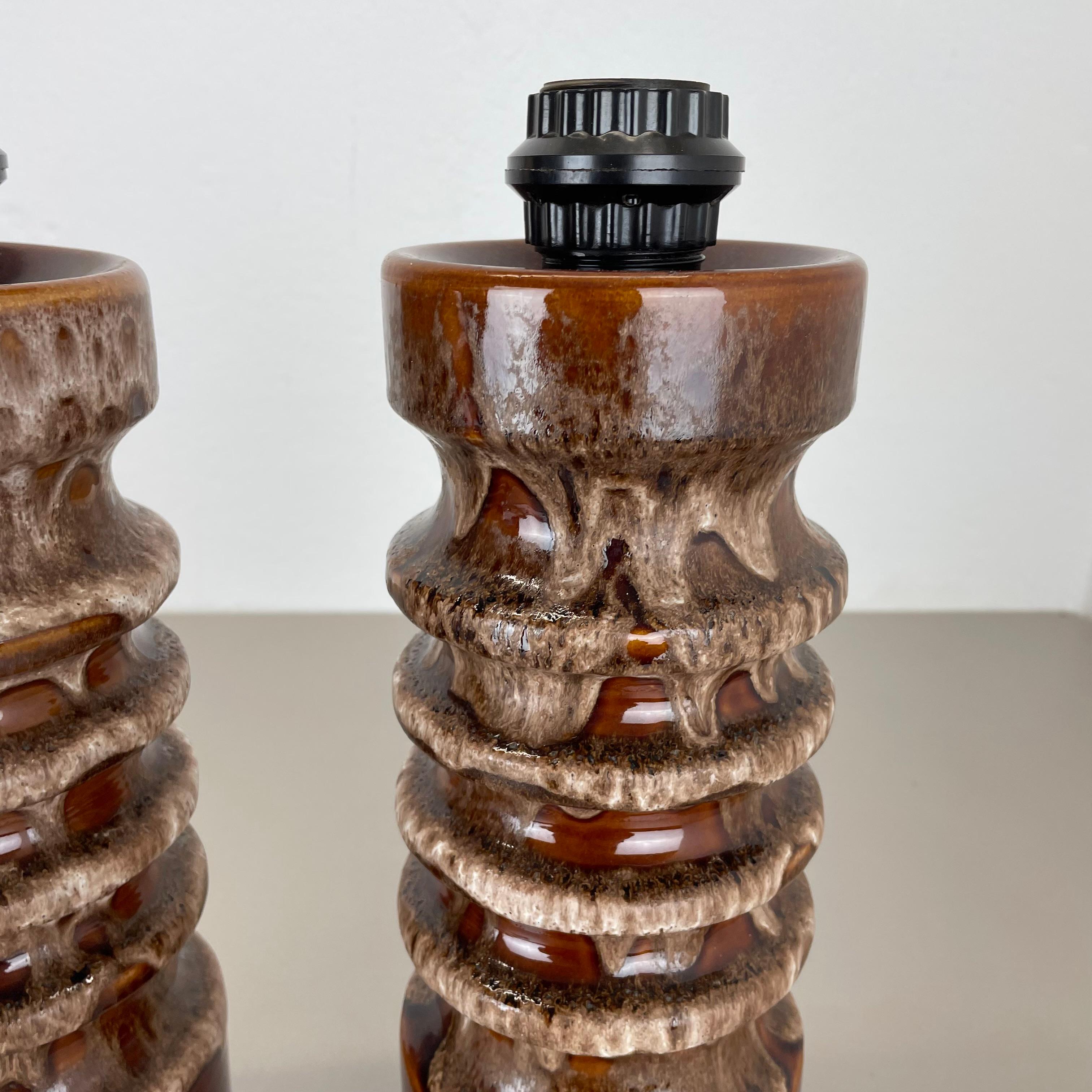 set of 2 Rare Fat Lava Ceramic WGP Table Light Hustadt Leuchten , Germany, 1970s For Sale 7