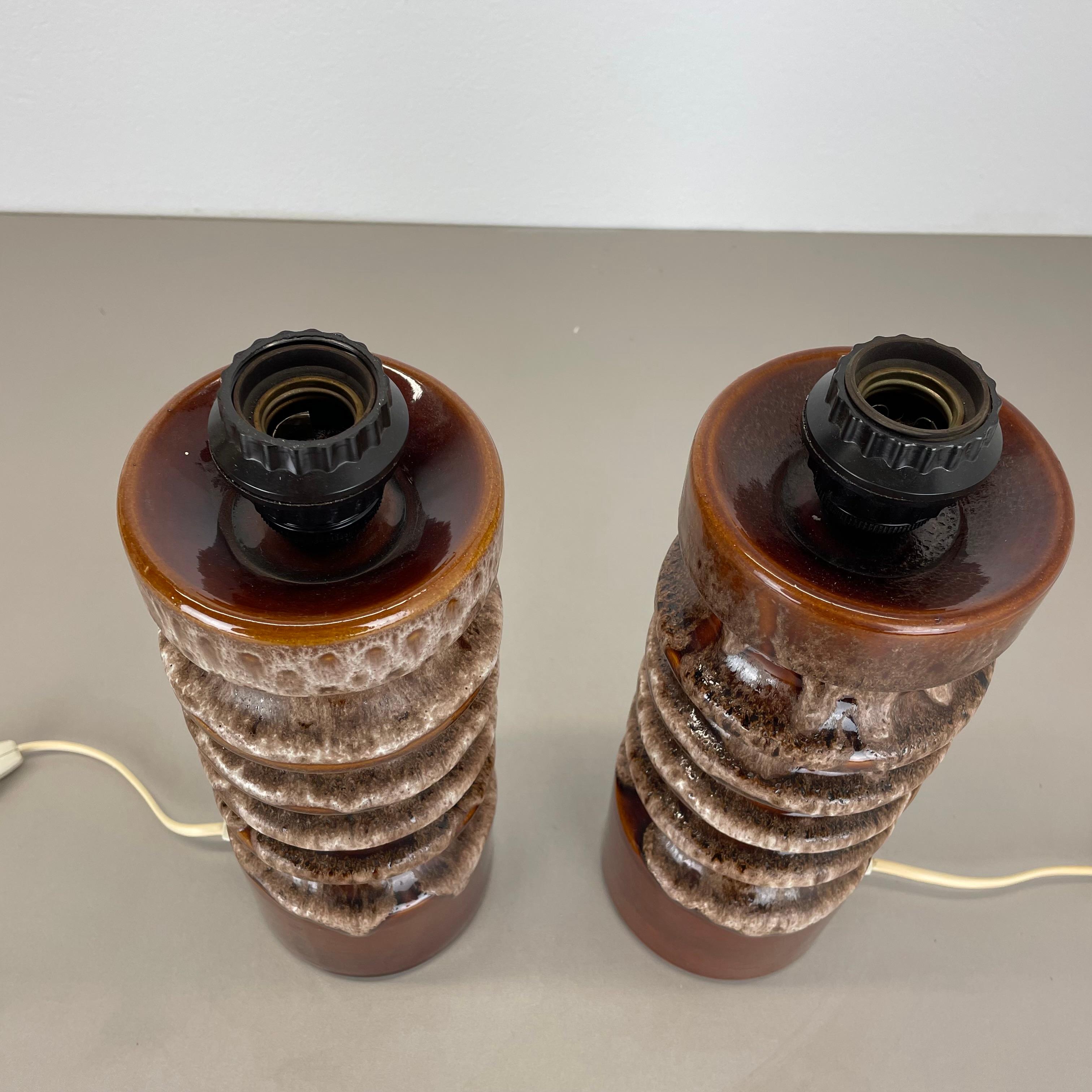 set of 2 Rare Fat Lava Ceramic WGP Table Light Hustadt Leuchten , Germany, 1970s For Sale 8