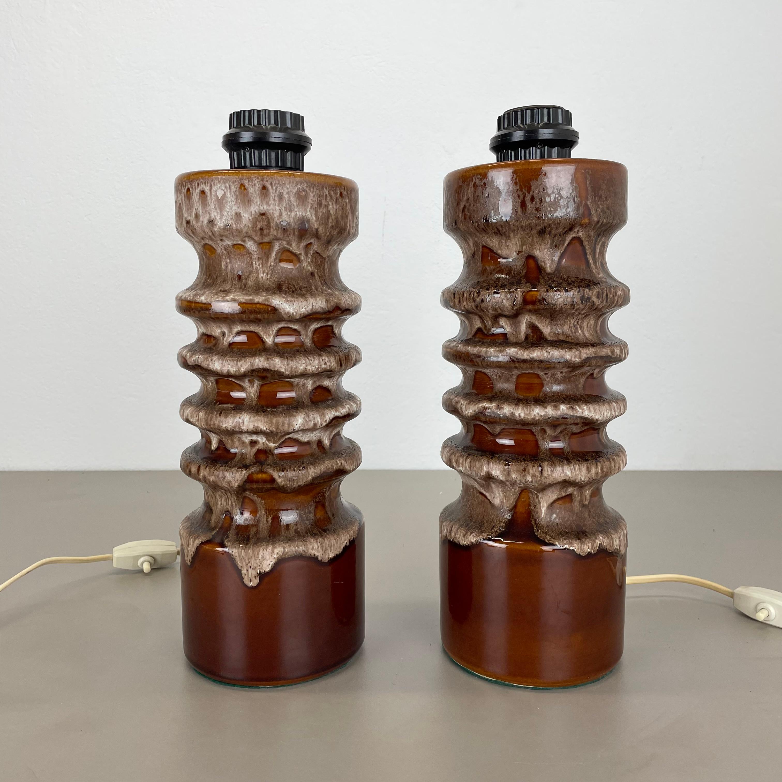 set of 2 Rare Fat Lava Ceramic WGP Table Light Hustadt Leuchten , Germany, 1970s For Sale 9