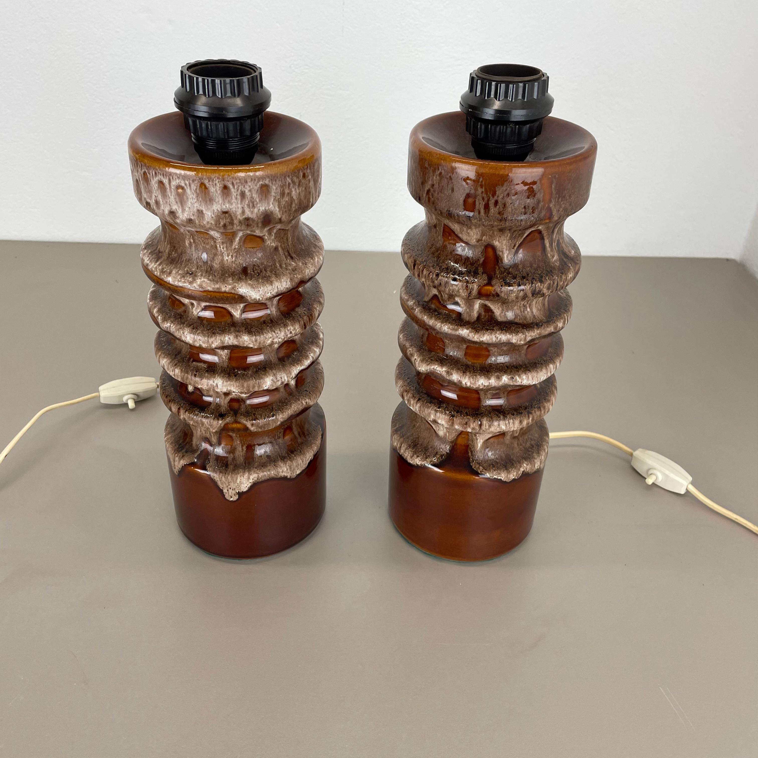 set of 2 Rare Fat Lava Ceramic WGP Table Light Hustadt Leuchten , Germany, 1970s For Sale 11