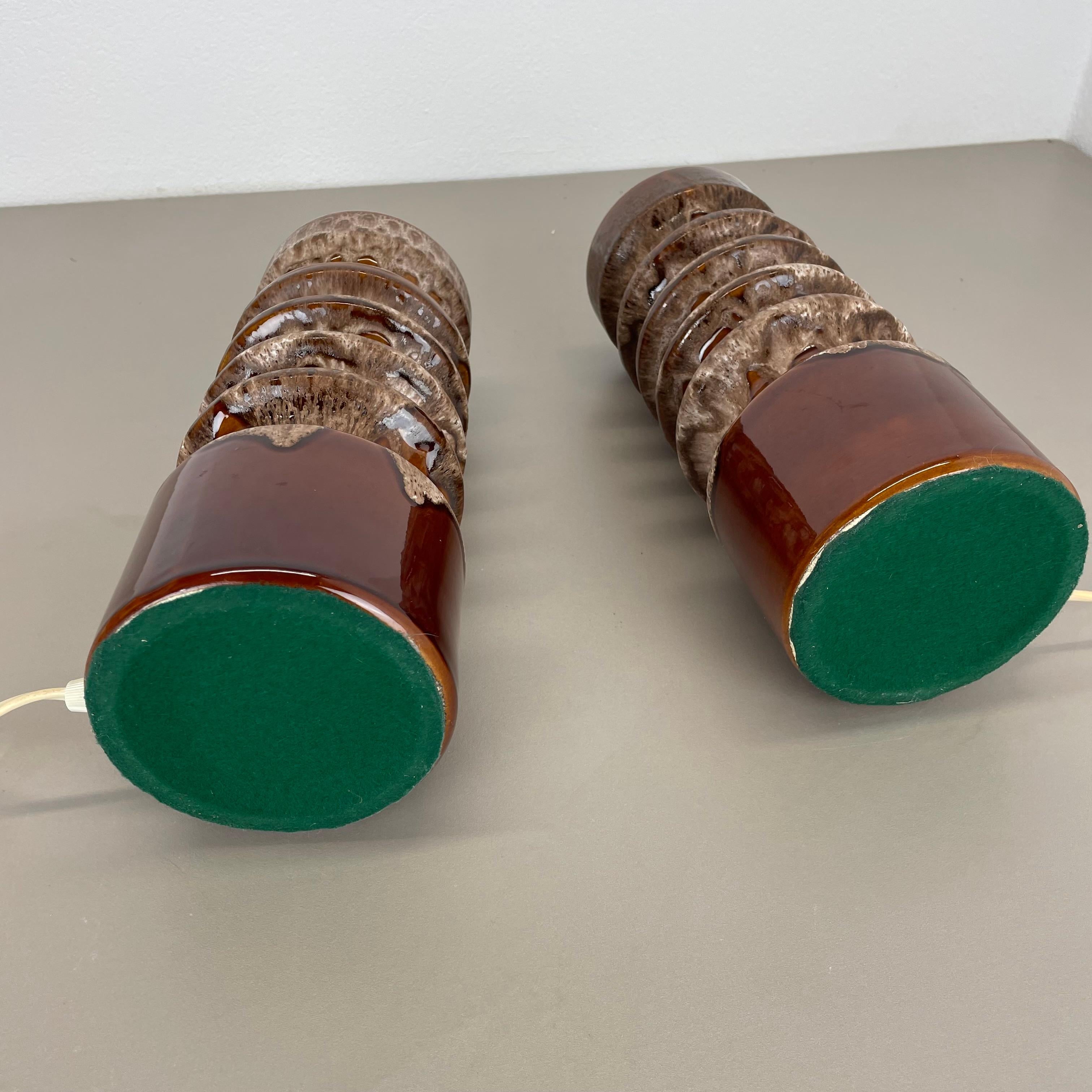 set of 2 Rare Fat Lava Ceramic WGP Table Light Hustadt Leuchten , Germany, 1970s For Sale 12