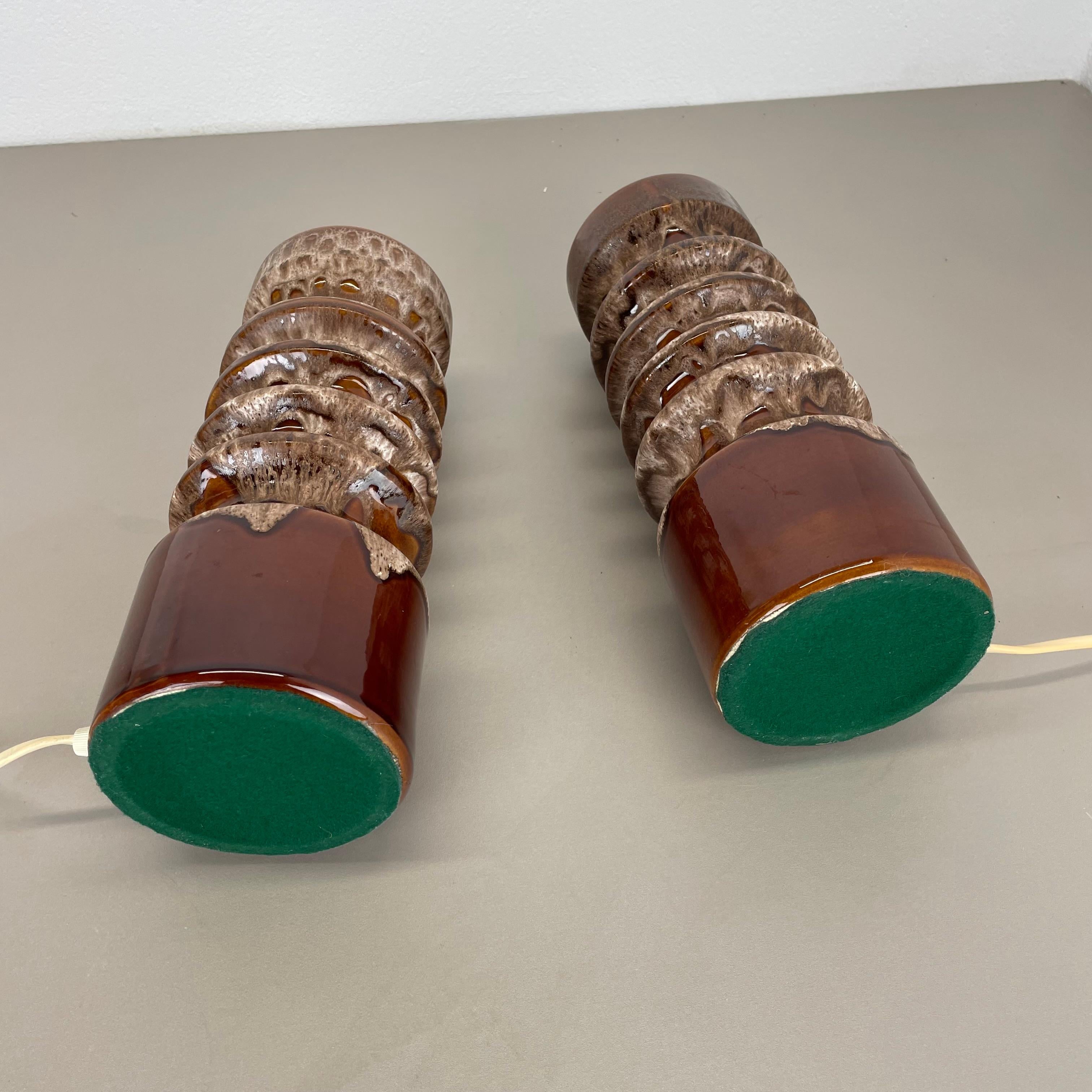 set of 2 Rare Fat Lava Ceramic WGP Table Light Hustadt Leuchten , Germany, 1970s For Sale 15