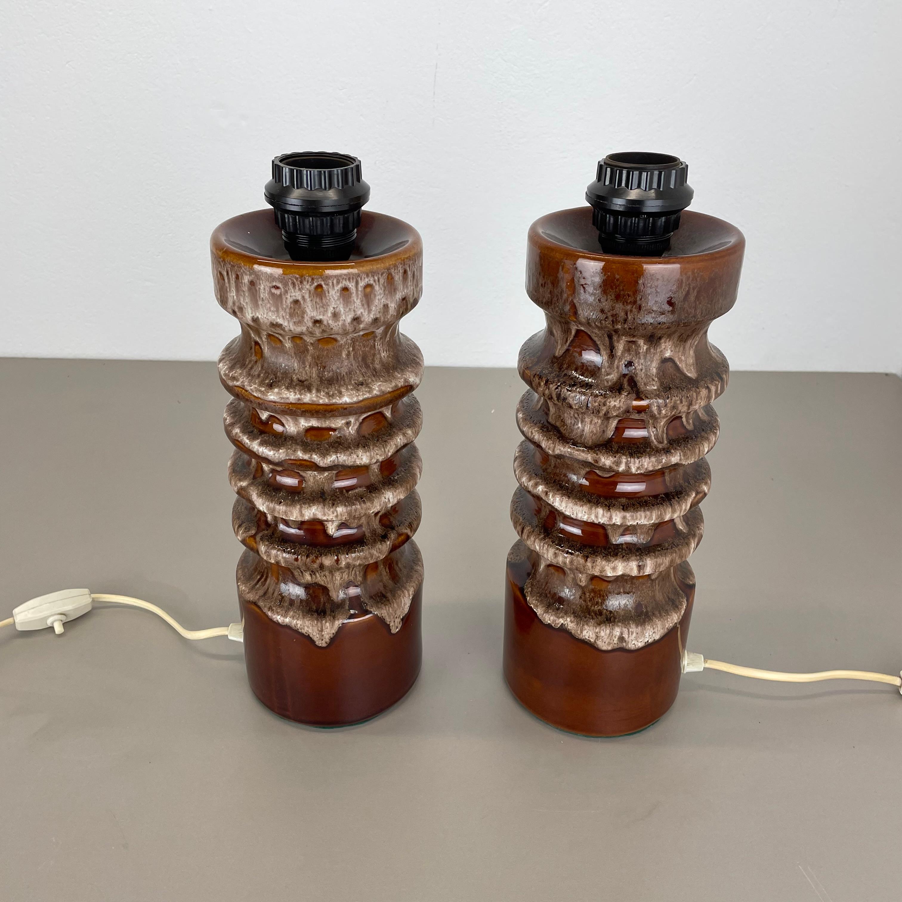set of 2 Rare Fat Lava Ceramic WGP Table Light Hustadt Leuchten , Germany, 1970s For Sale 1