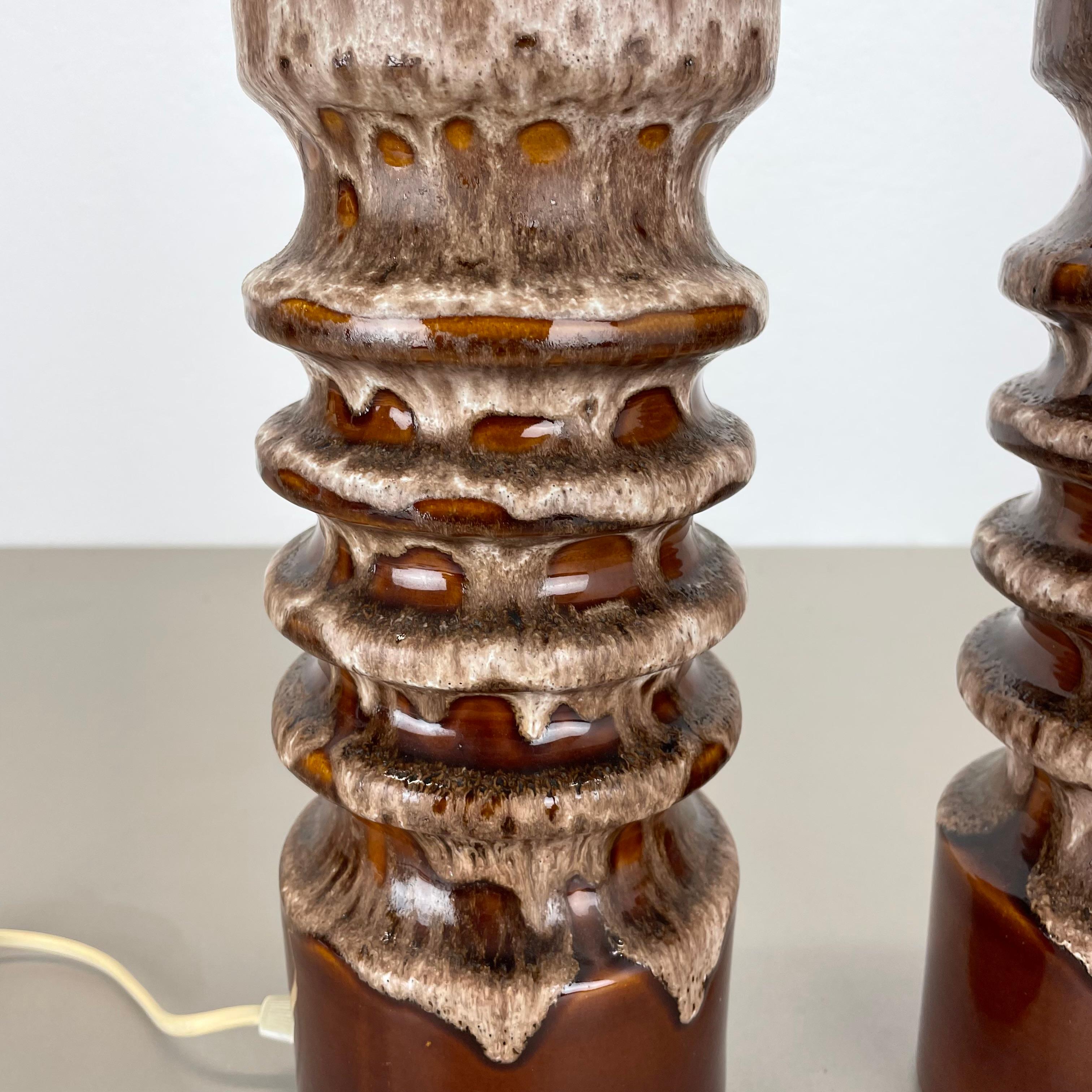 set of 2 Rare Fat Lava Ceramic WGP Table Light Hustadt Leuchten , Germany, 1970s For Sale 4