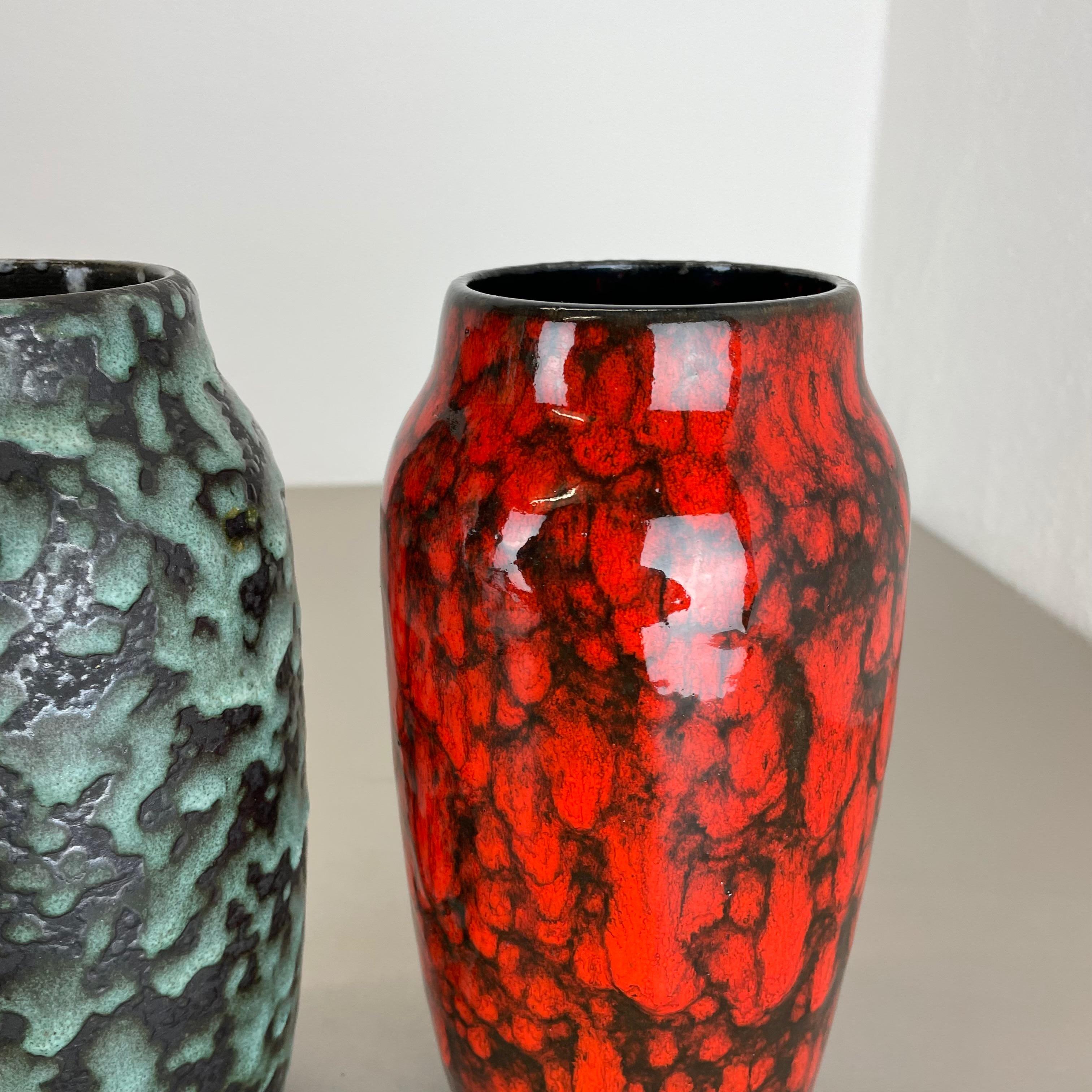 Set of 2 Rare Super Color Crusty Fat Lava Vases by Scheurich, Germany WGP, 1970s For Sale 4