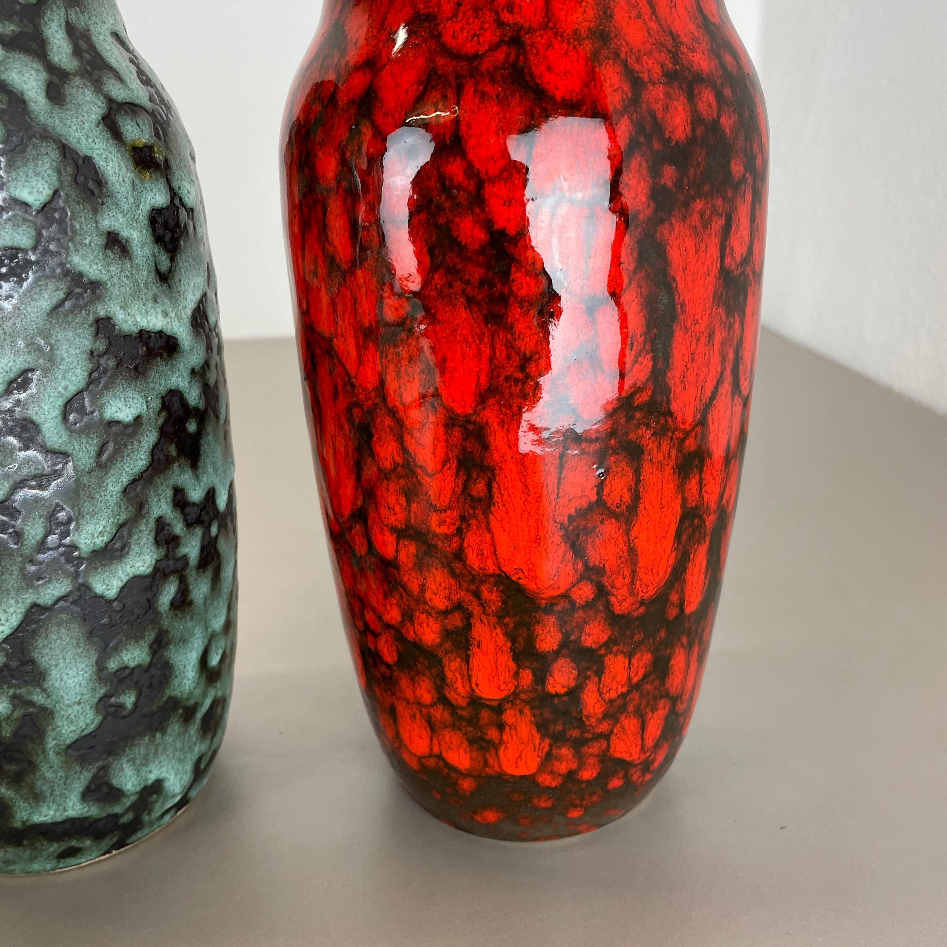 Set of 2 Rare Super Color Crusty Fat Lava Vases by Scheurich, Germany WGP, 1970s For Sale 5