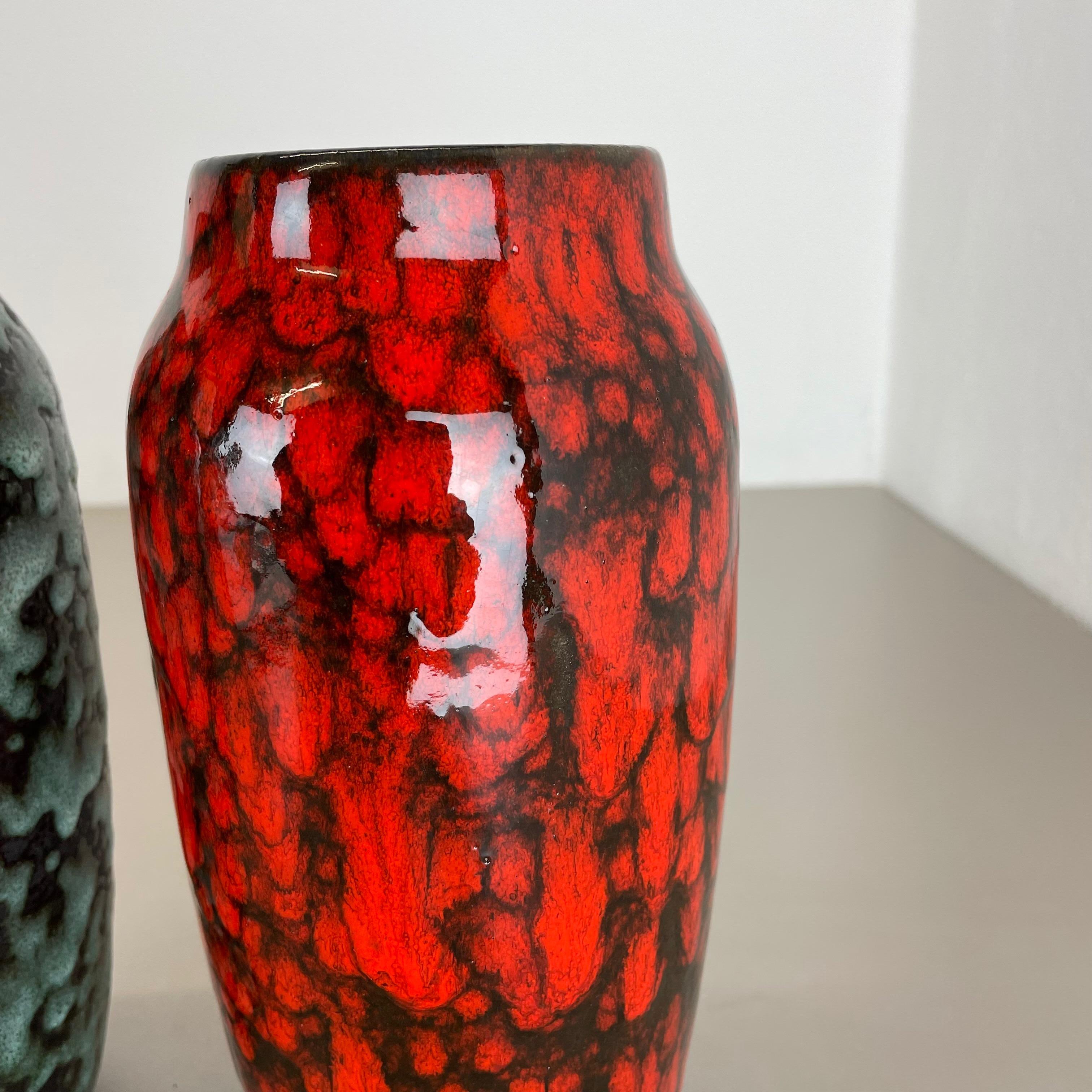 Set of 2 Rare Super Color Crusty Fat Lava Vases by Scheurich, Germany WGP, 1970s For Sale 6
