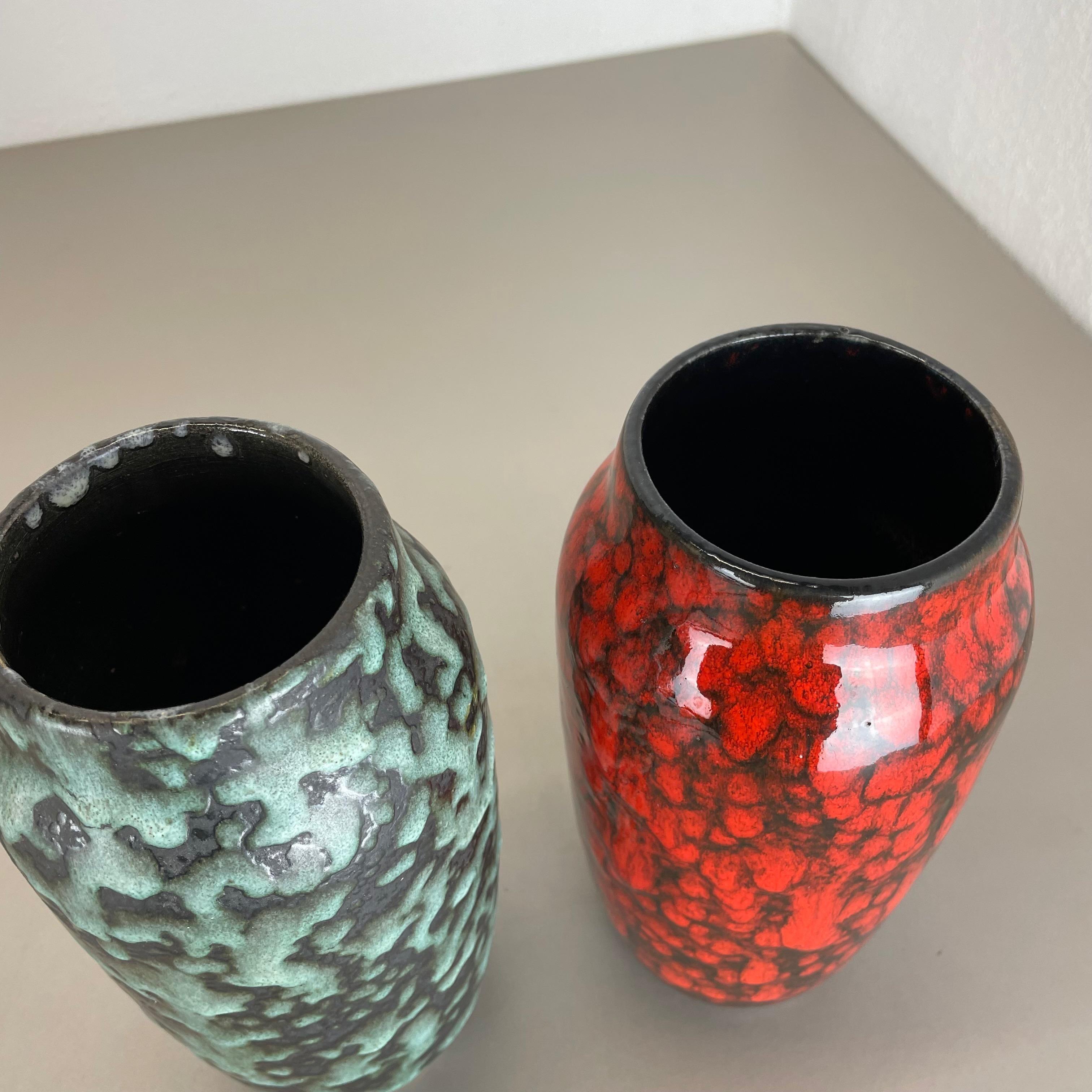 Set of 2 Rare Super Color Crusty Fat Lava Vases by Scheurich, Germany WGP, 1970s For Sale 7