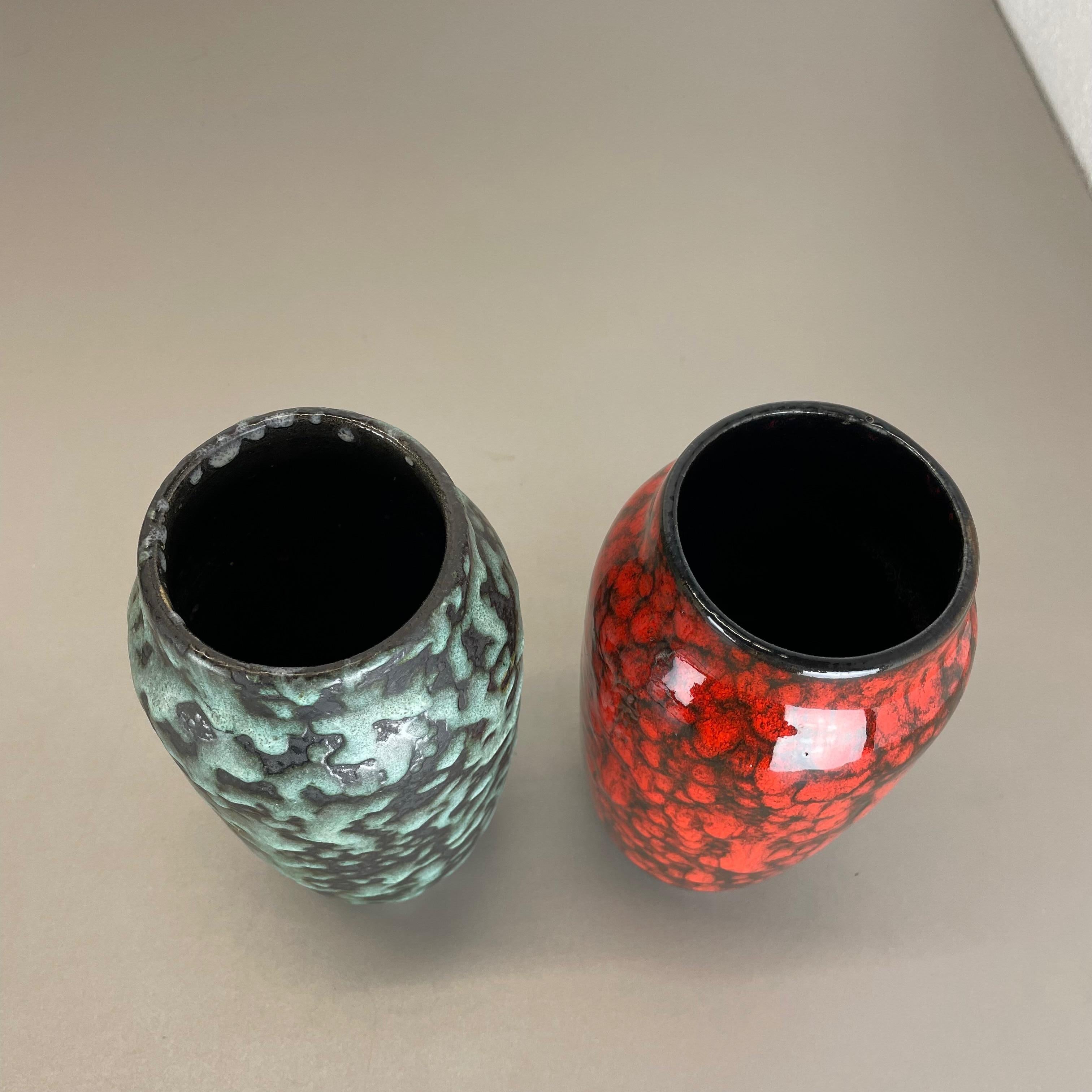Set of 2 Rare Super Color Crusty Fat Lava Vases by Scheurich, Germany WGP, 1970s For Sale 8