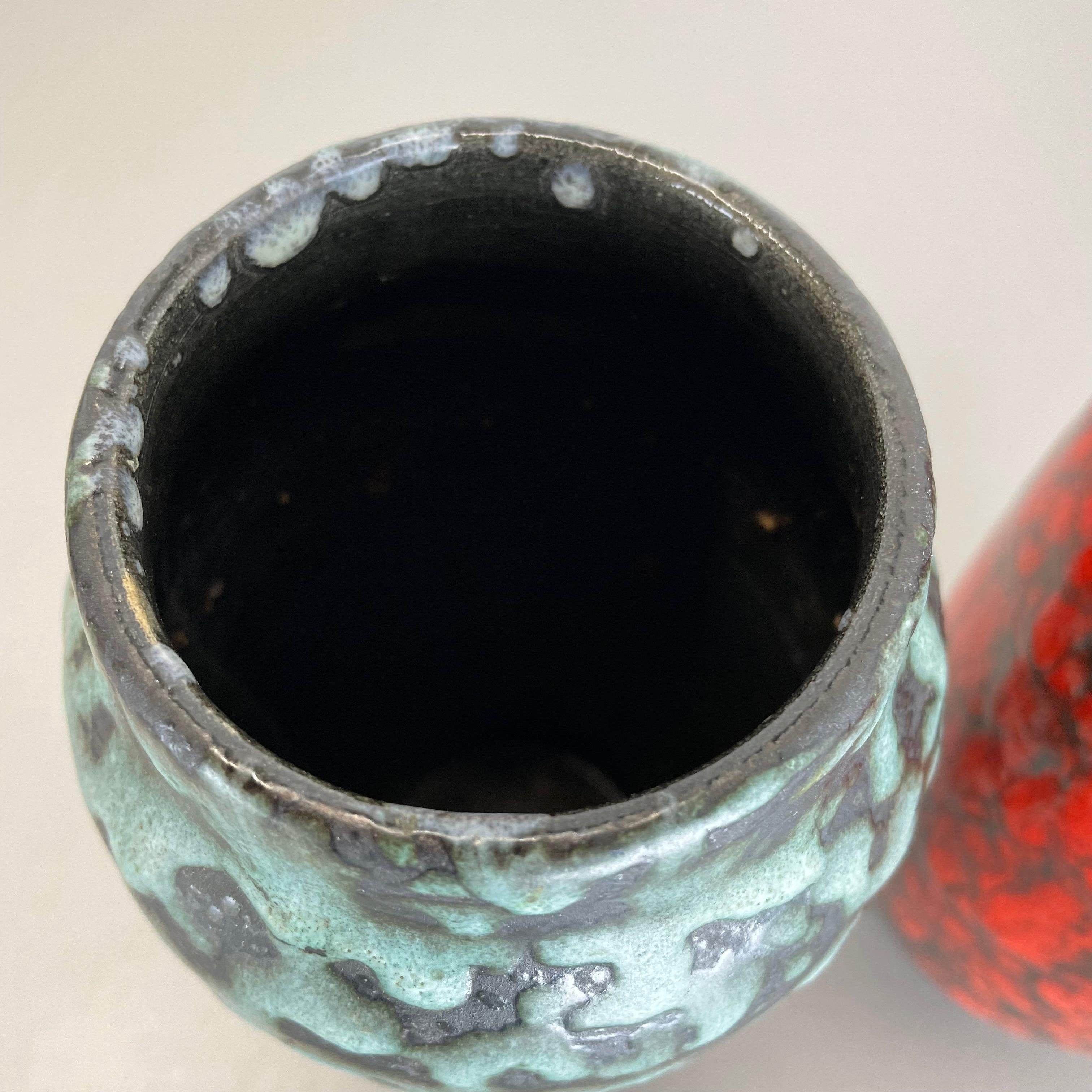 Set of 2 Rare Super Color Crusty Fat Lava Vases by Scheurich, Germany WGP, 1970s For Sale 9