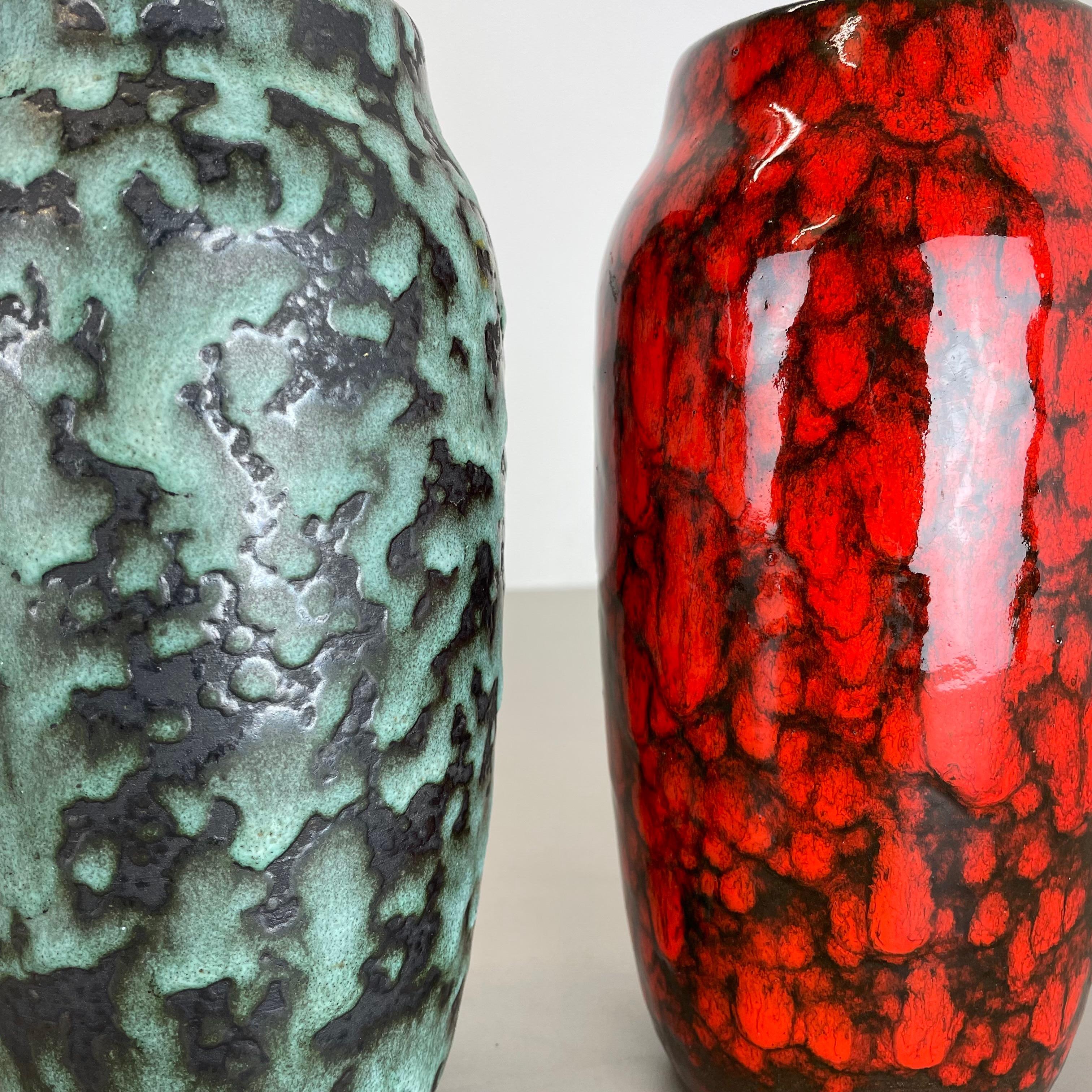 Set of 2 Rare Super Color Crusty Fat Lava Vases by Scheurich, Germany WGP, 1970s For Sale 10