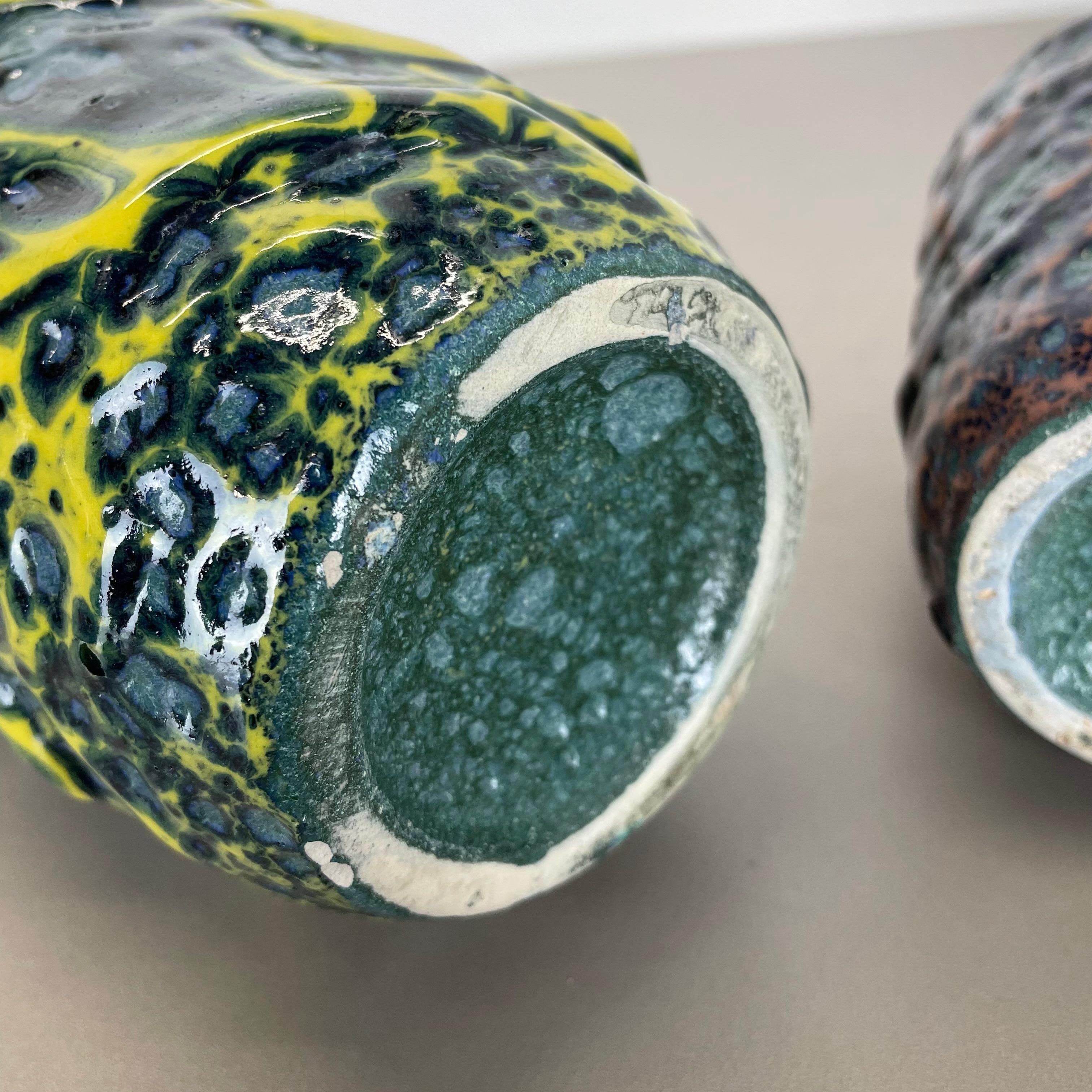 set of 2 Rare Super Color Crusty Fat Lava Vases by Scheurich, Germany WGP, 1970s For Sale 10