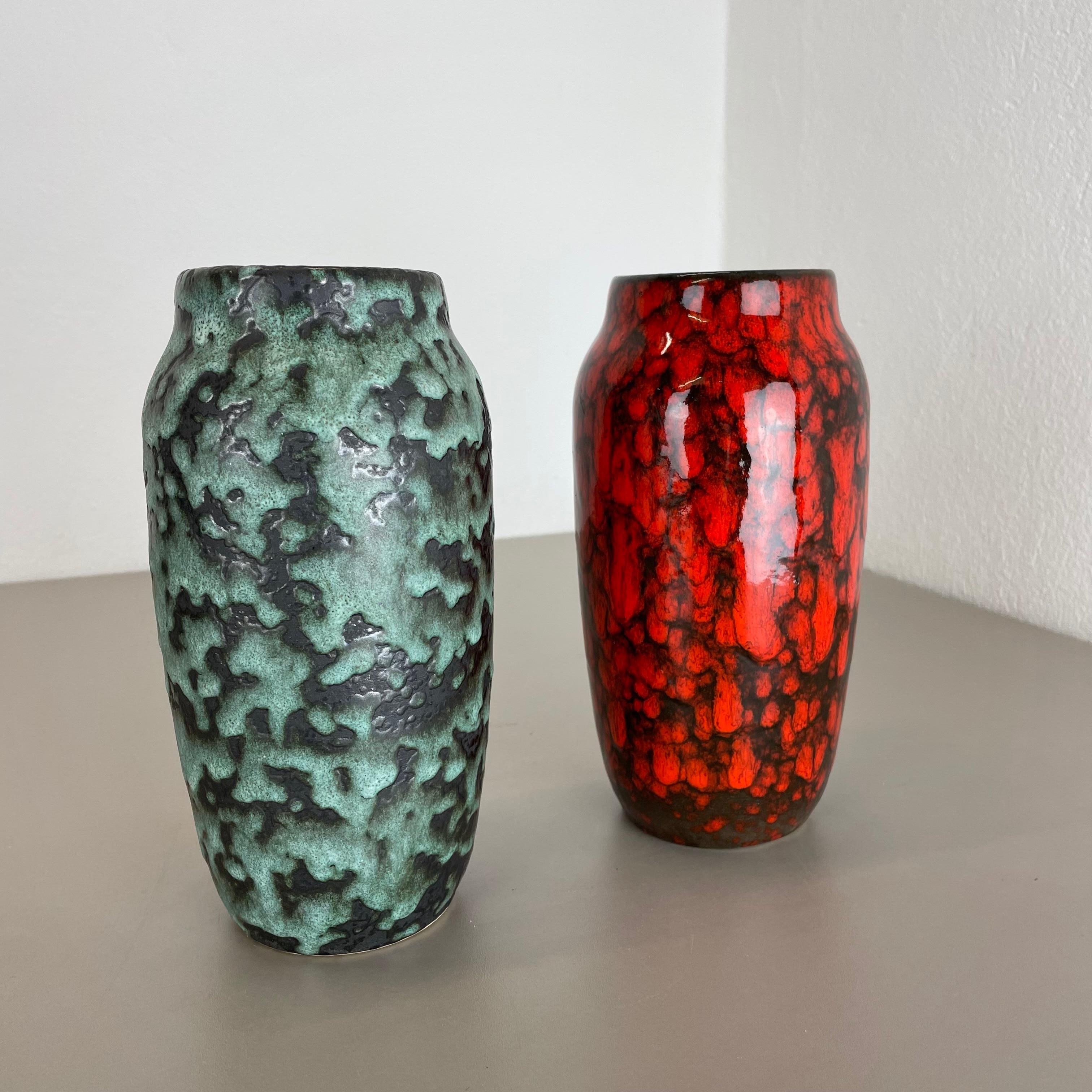 Set of 2 Rare Super Color Crusty Fat Lava Vases by Scheurich, Germany WGP, 1970s For Sale 11