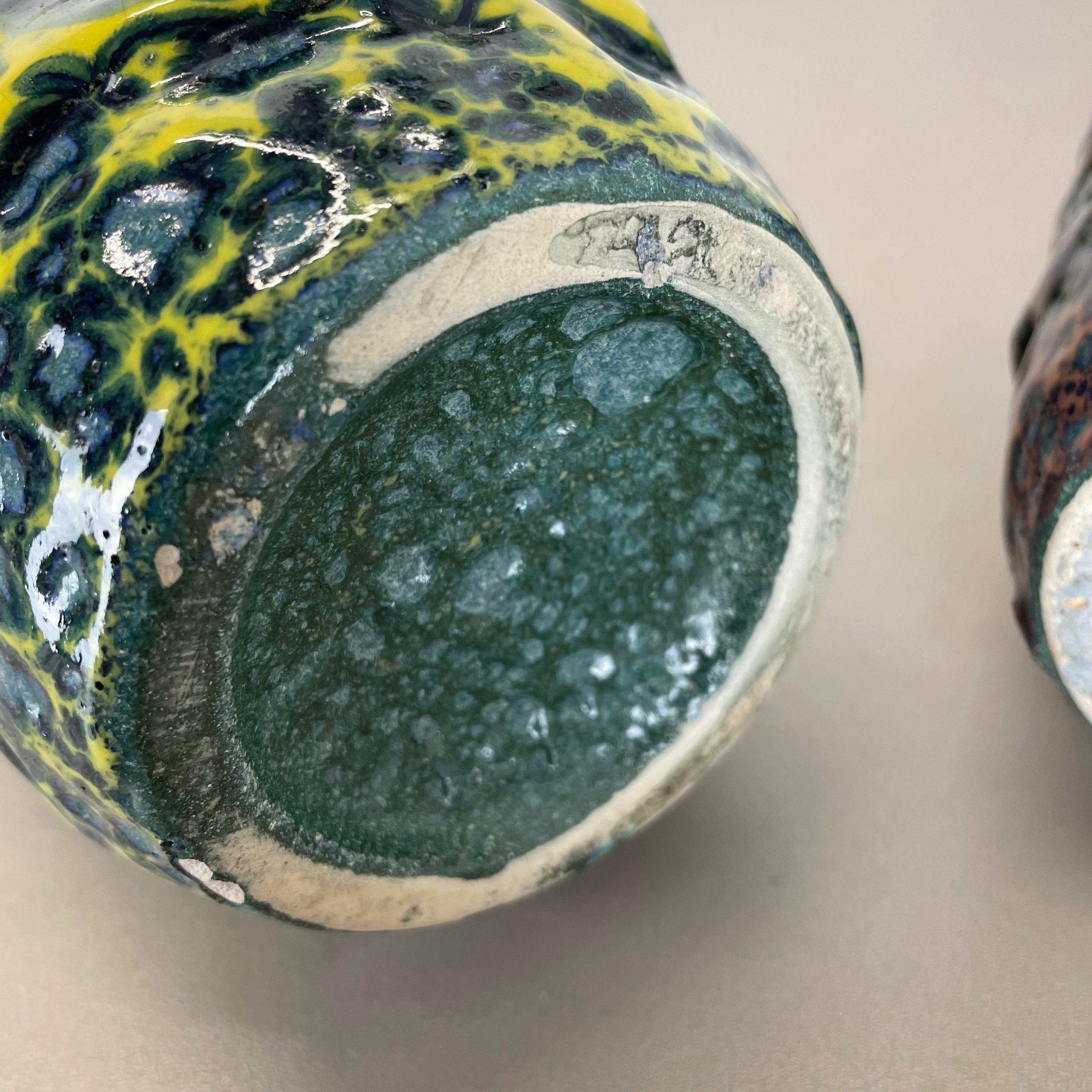 set of 2 Rare Super Color Crusty Fat Lava Vases by Scheurich, Germany WGP, 1970s For Sale 11