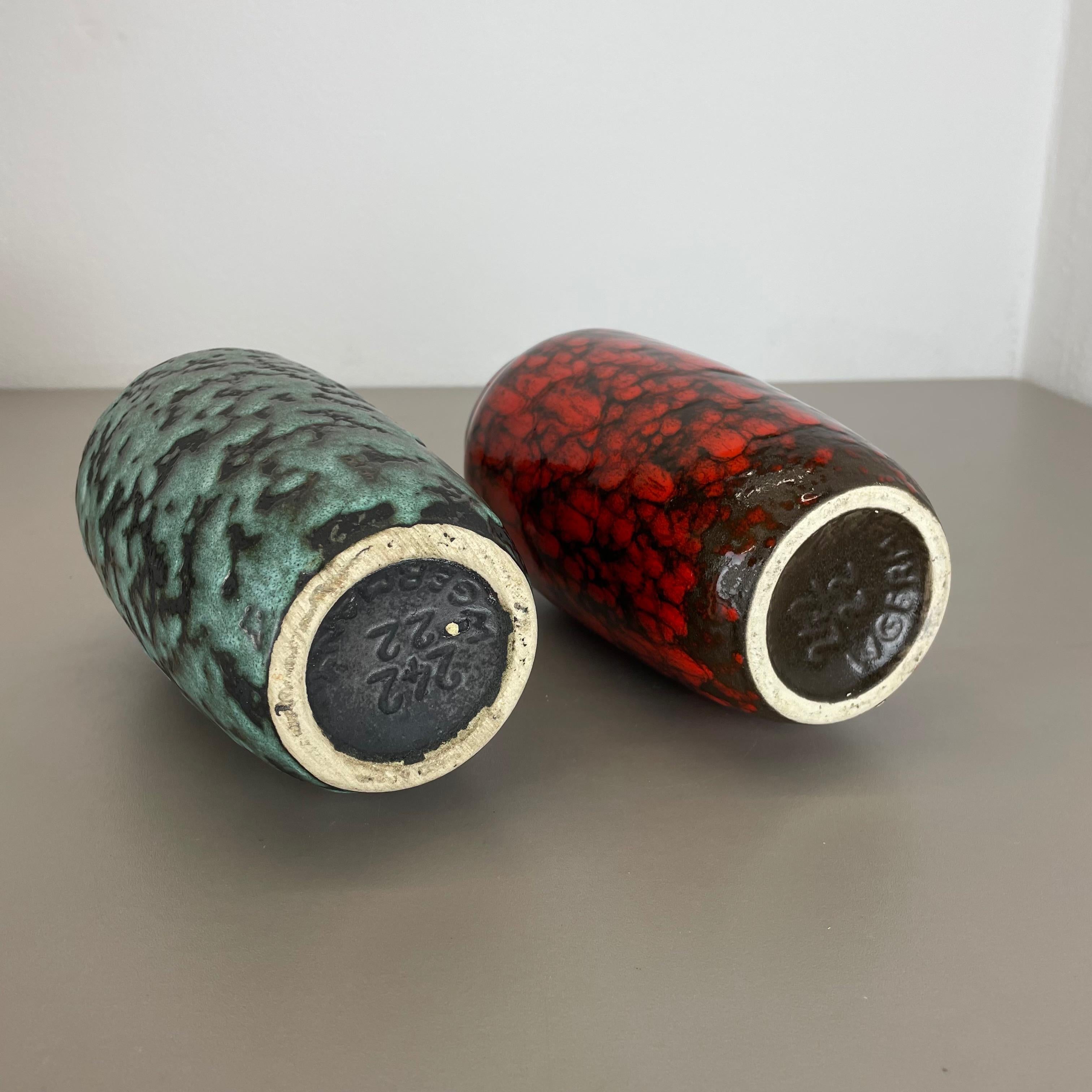 Set of 2 Rare Super Color Crusty Fat Lava Vases by Scheurich, Germany WGP, 1970s For Sale 12