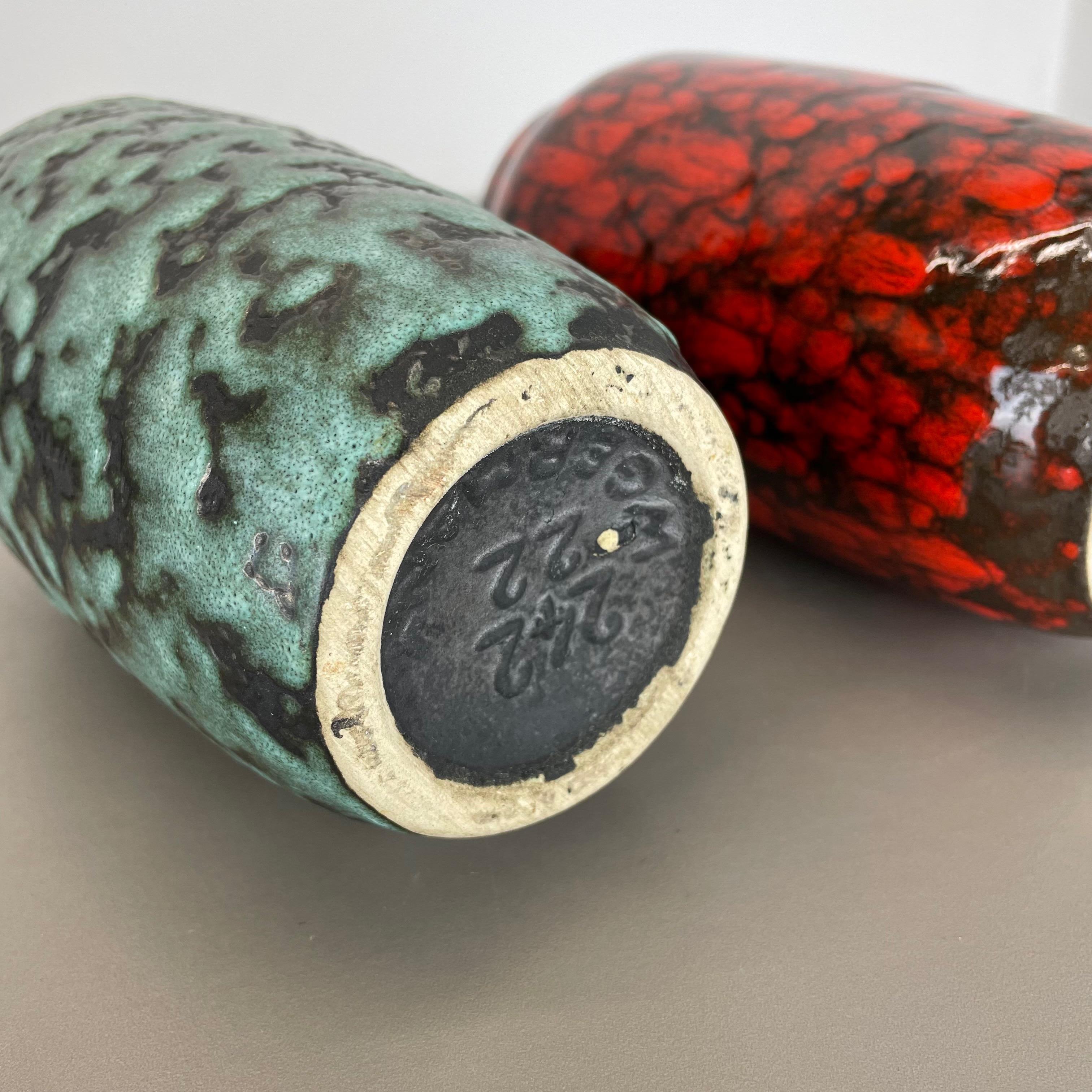 Set of 2 Rare Super Color Crusty Fat Lava Vases by Scheurich, Germany WGP, 1970s For Sale 13