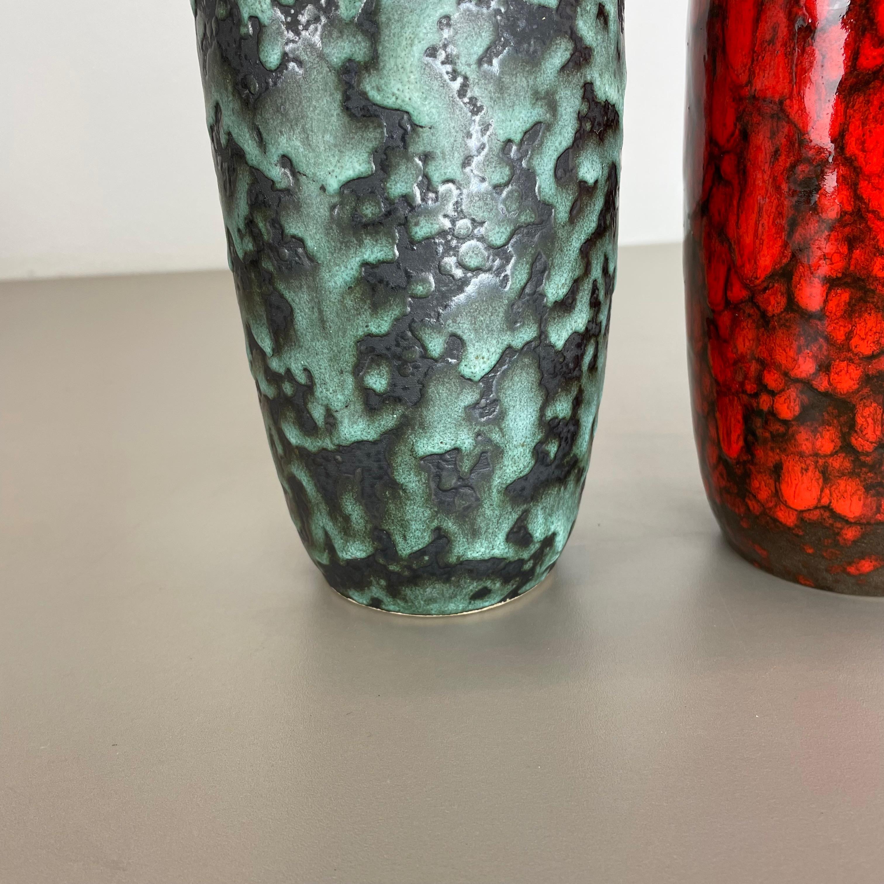 Set of 2 Rare Super Color Crusty Fat Lava Vases by Scheurich, Germany WGP, 1970s For Sale 2
