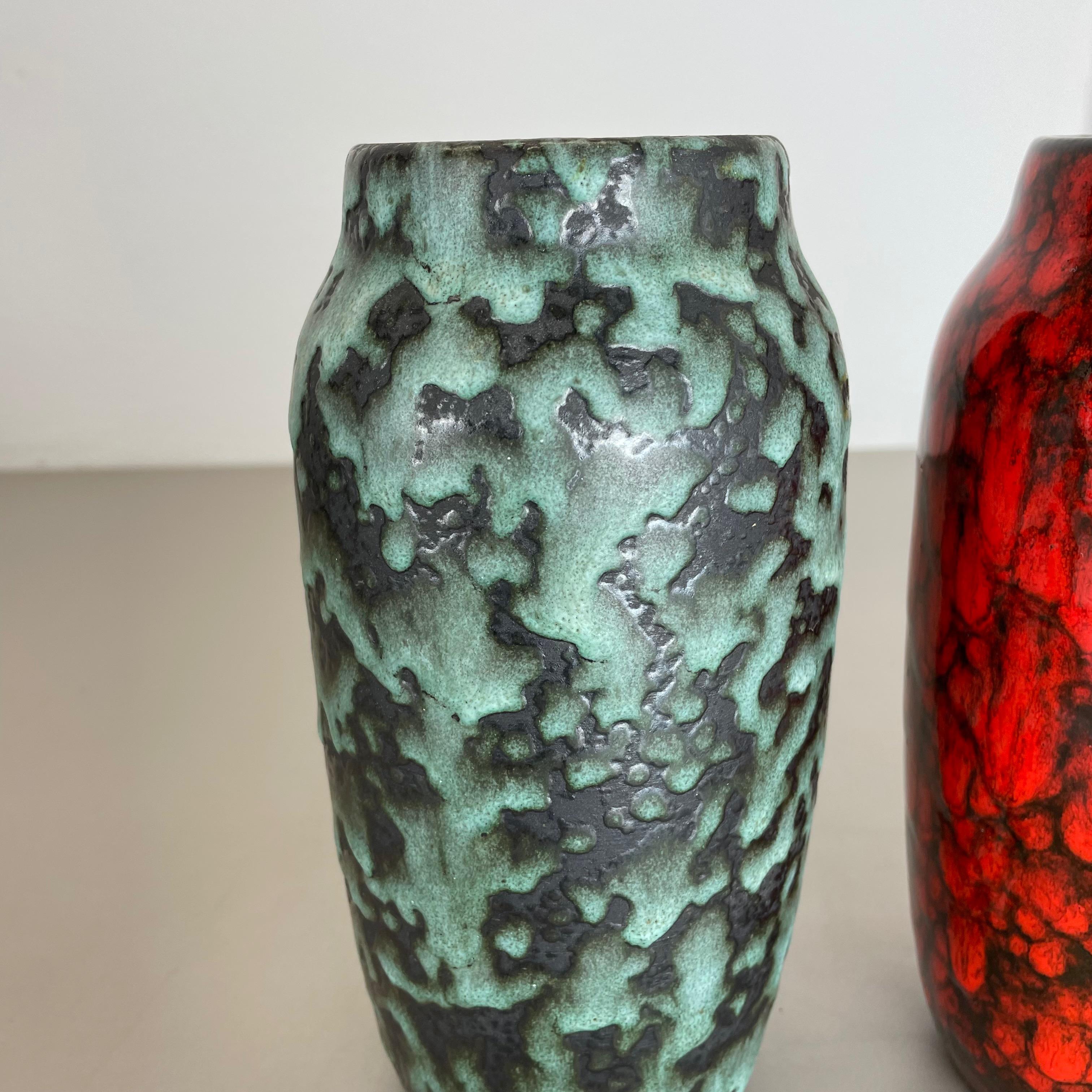 Set of 2 Rare Super Color Crusty Fat Lava Vases by Scheurich, Germany WGP, 1970s For Sale 3