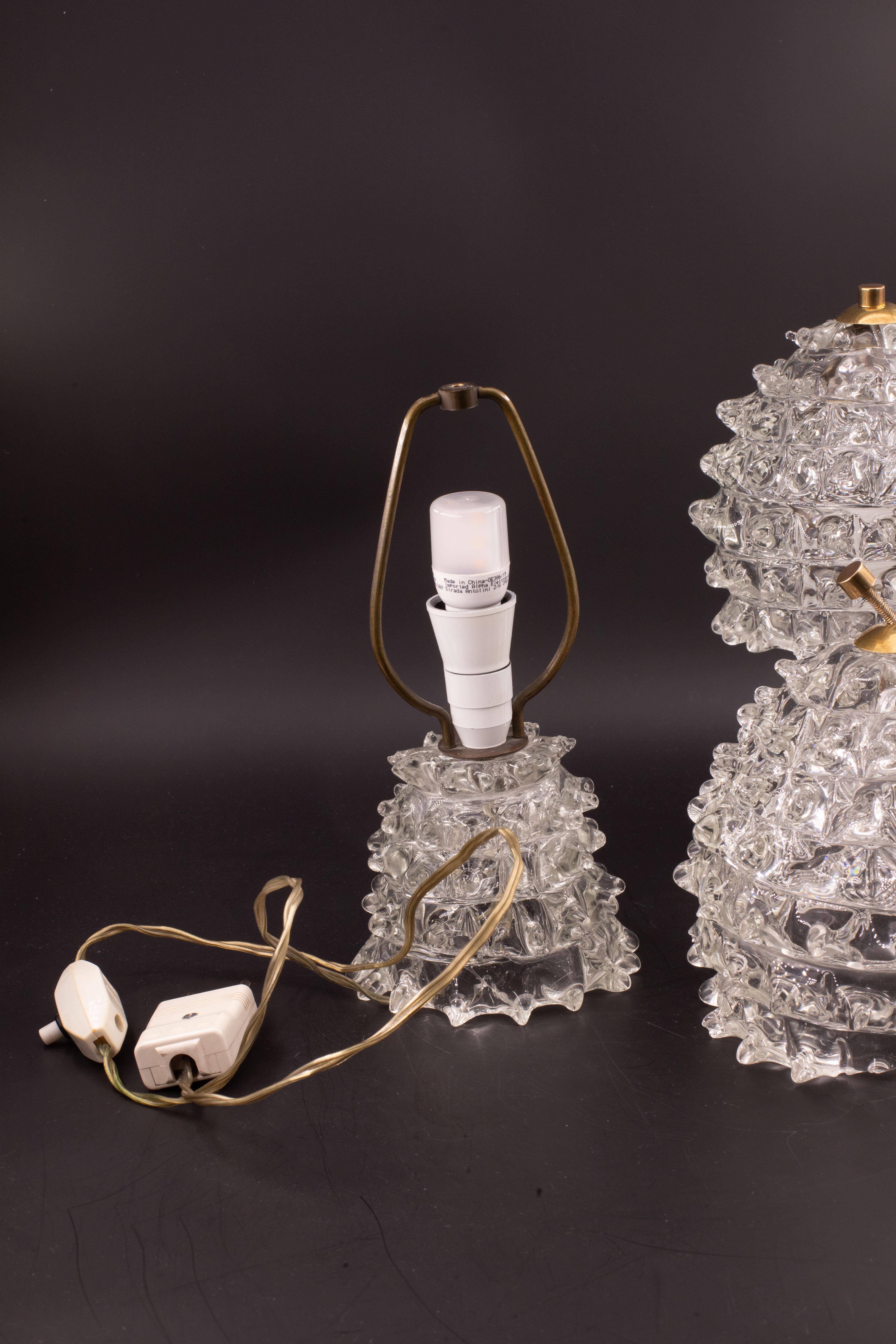 Ensemble de 2 rares lampes de table dans un vase en verre de Murano pour Barovier&Toso, 1940 en vente 6