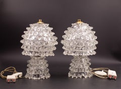 Set of 2 Rare Table Lamp in Rostrato Murano Glass Vase for Barovier & Toso, 1940