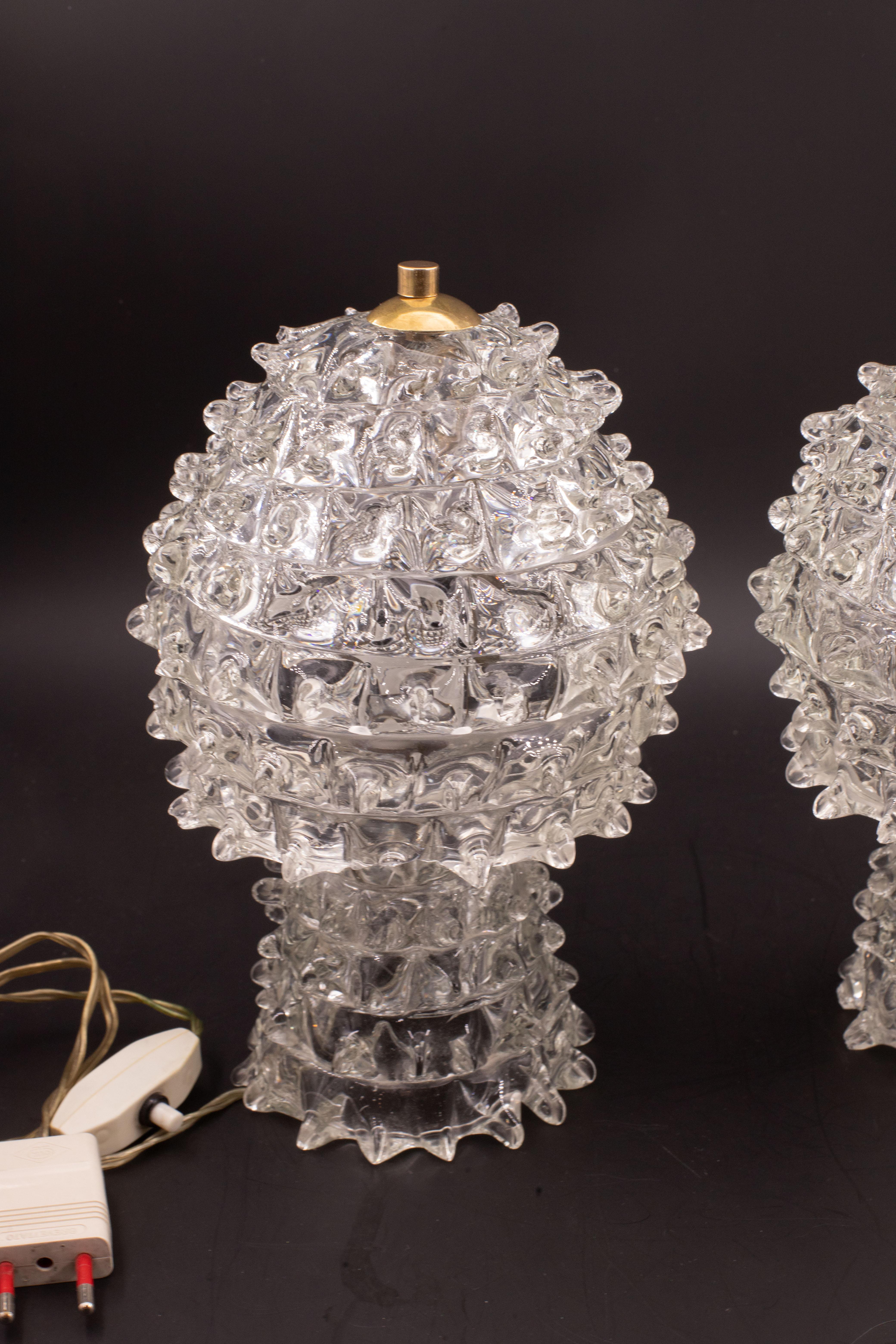 Ensemble de 2 rares lampes de table dans un vase en verre de Murano pour Barovier&Toso, 1940 Bon état - En vente à Roma, IT