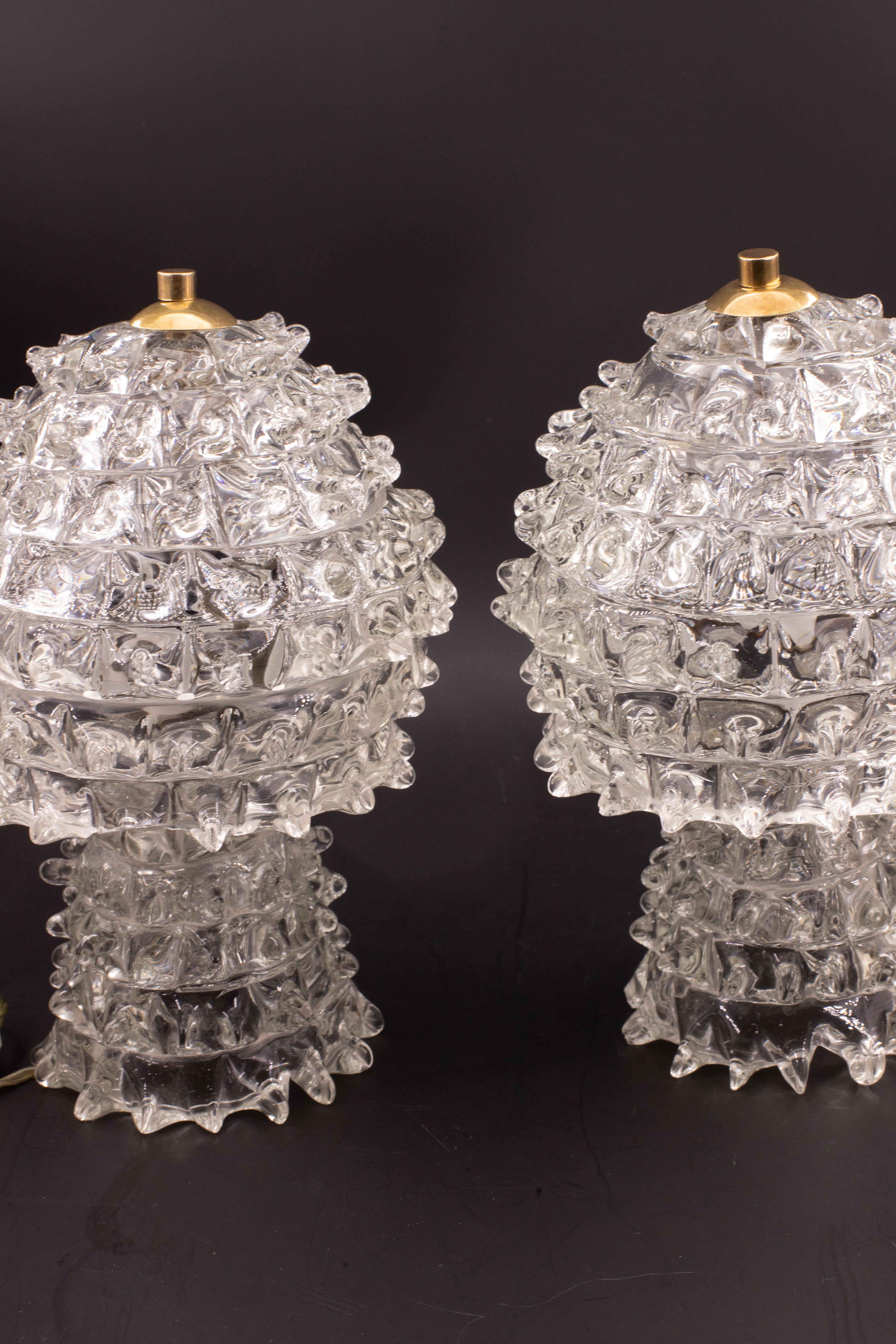 Verre de Murano Ensemble de 2 rares lampes de table dans un vase en verre de Murano pour Barovier&Toso, 1940 en vente