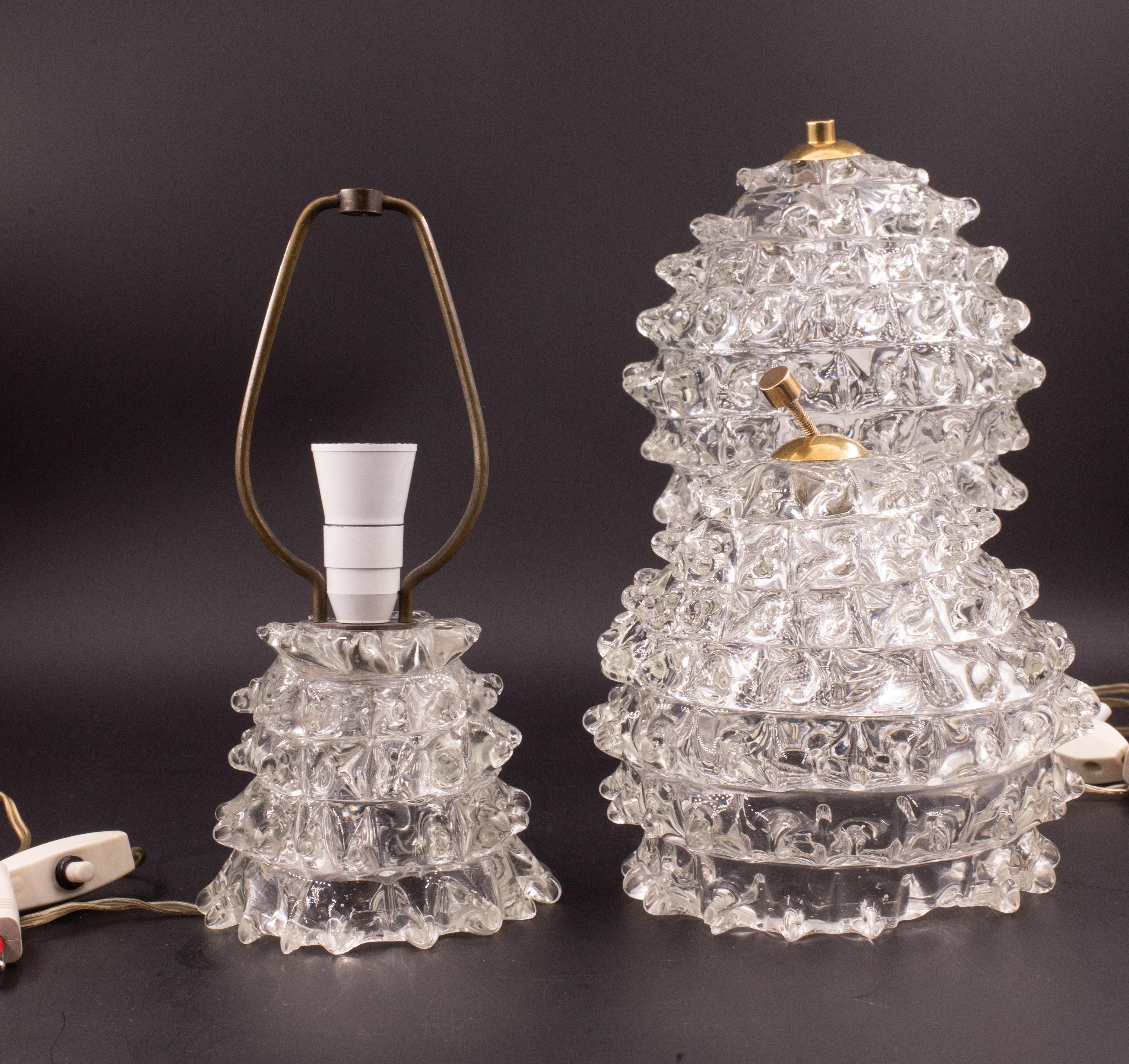 Ensemble de 2 rares lampes de table dans un vase en verre de Murano pour Barovier&Toso, 1940 en vente 3