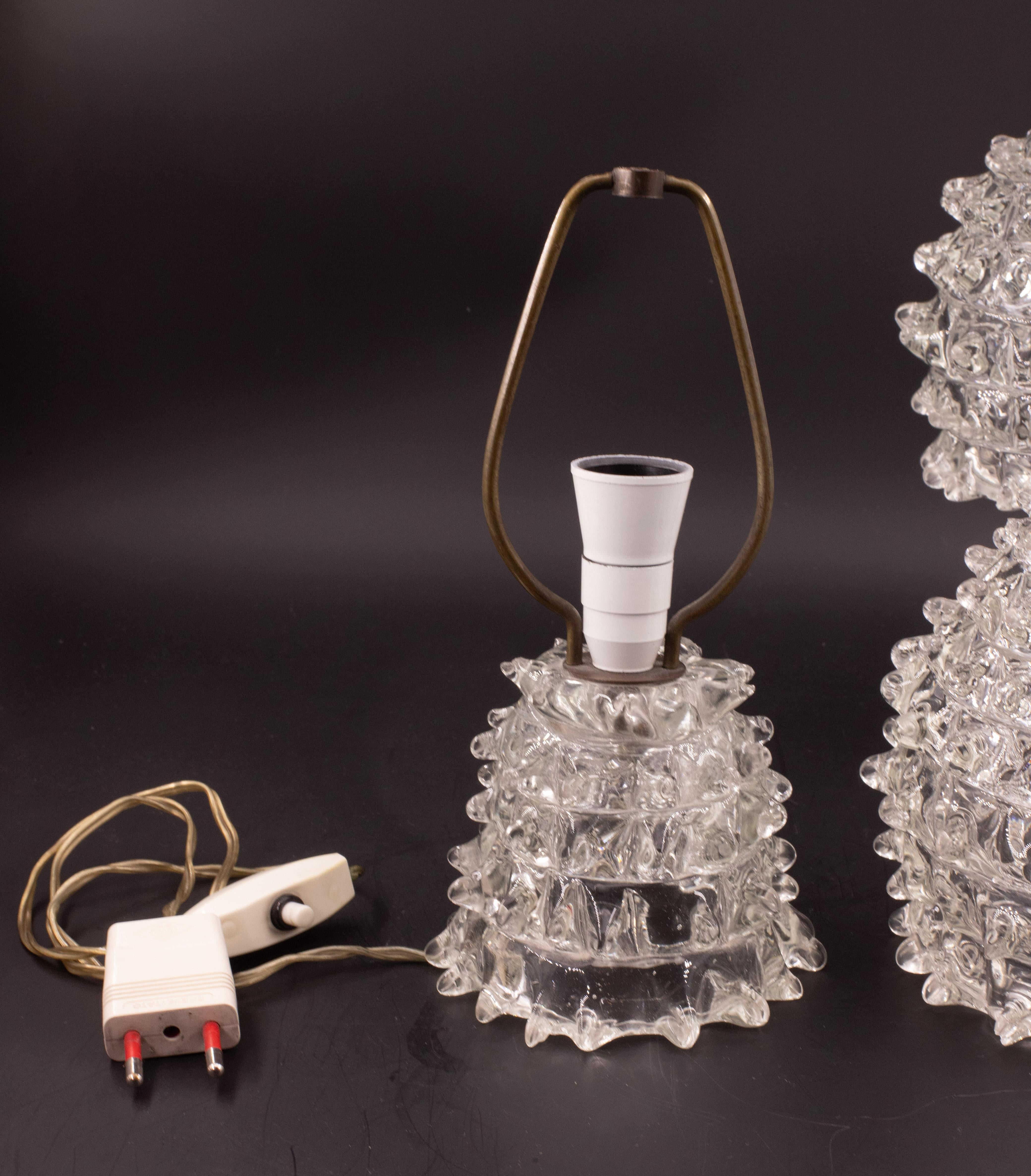 Ensemble de 2 rares lampes de table dans un vase en verre de Murano pour Barovier&Toso, 1940 en vente 4