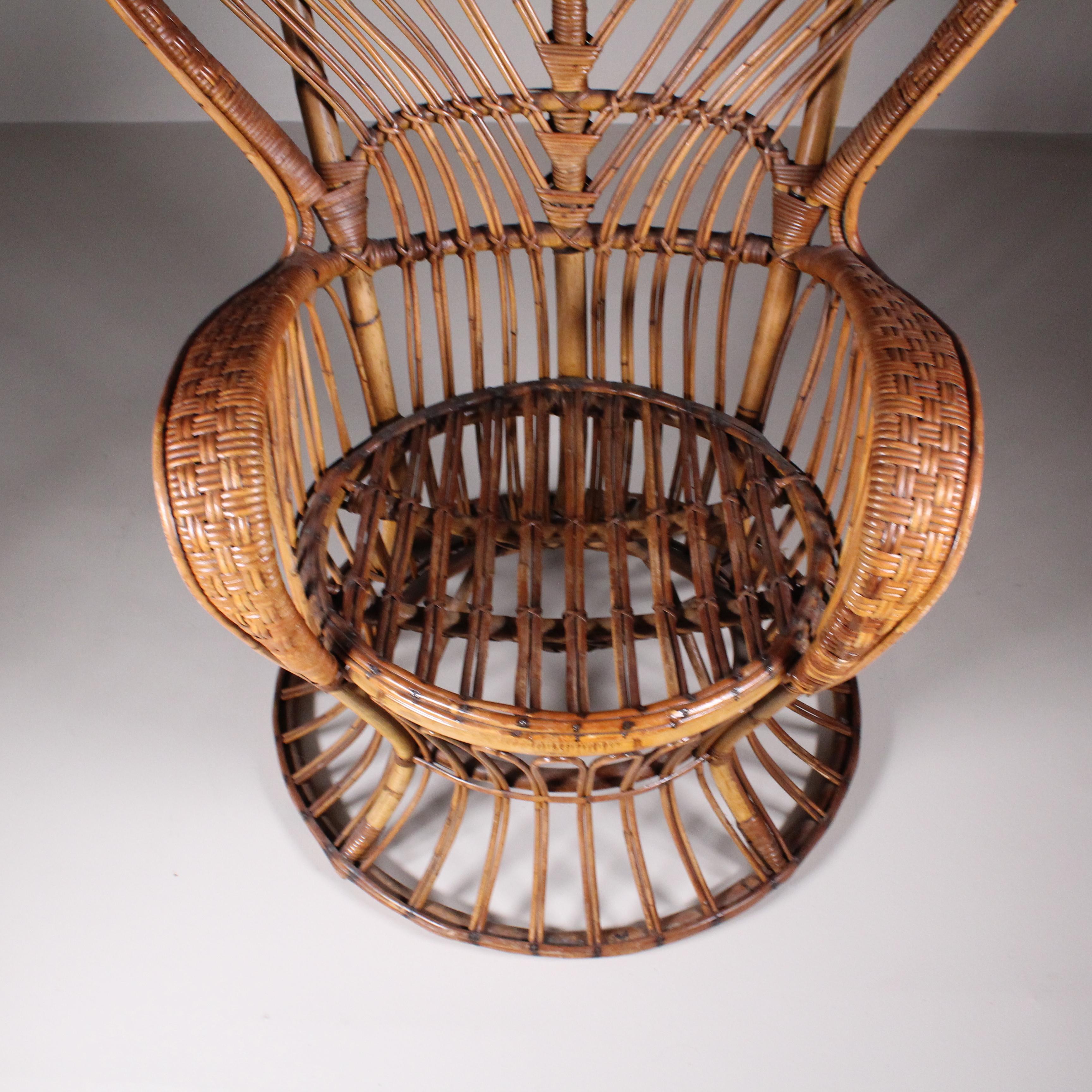 Set di 2 poltrone in rattan di Lio Carminati, 1960 circa in vendita 6