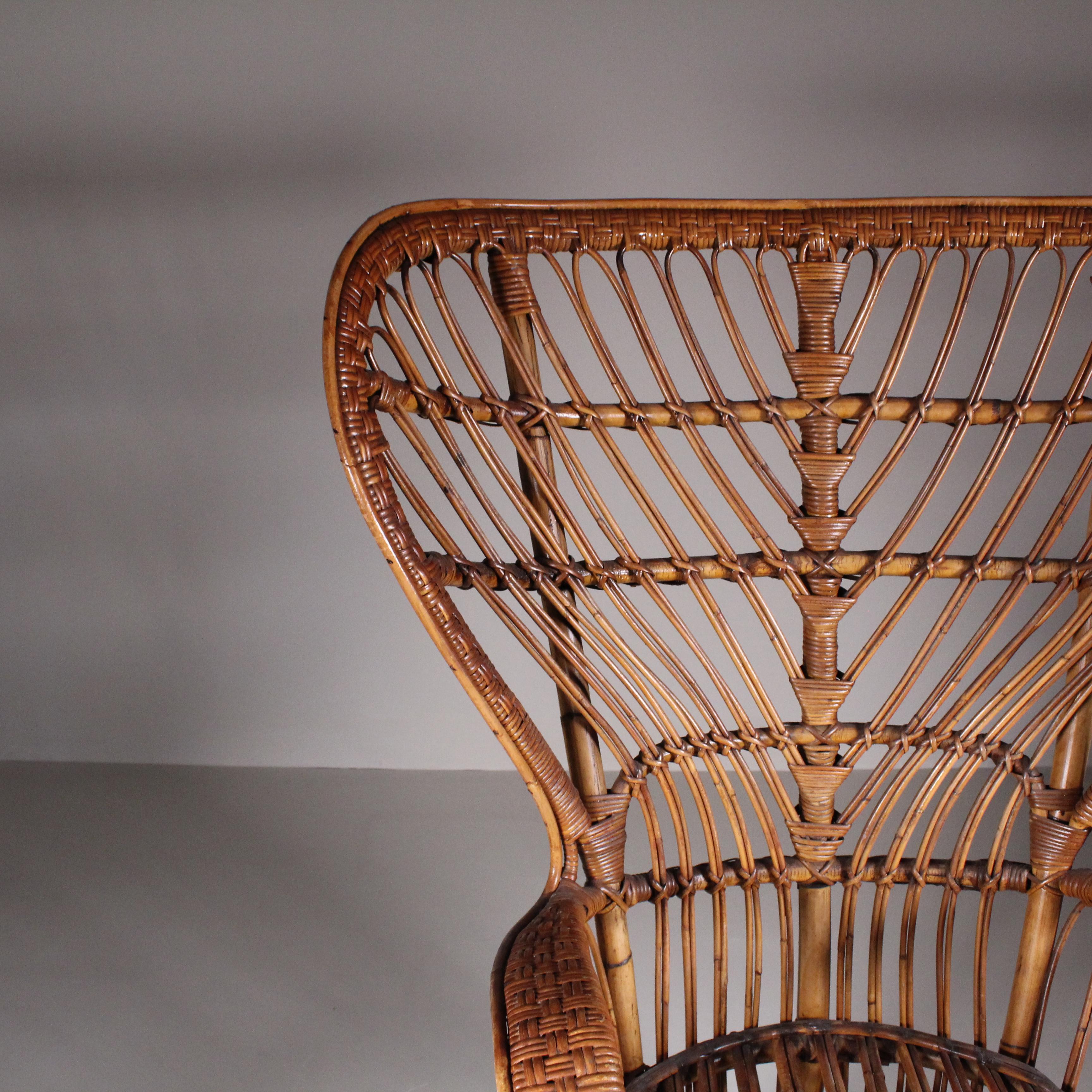 Set di 2 poltrone in rattan di Lio Carminati, 1960 circa in vendita 7