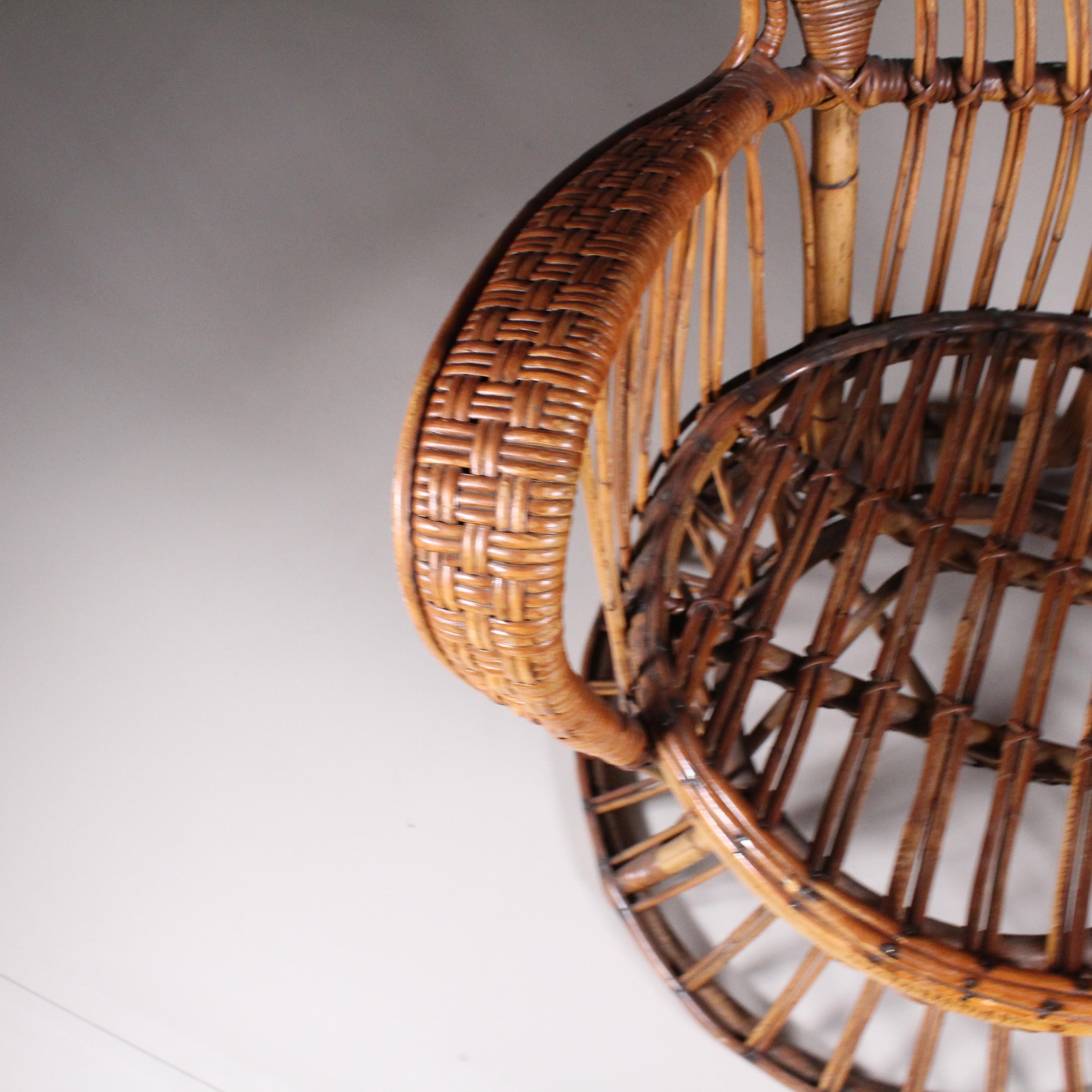 Set di 2 poltrone in rattan di Lio Carminati, 1960 circa in vendita 9