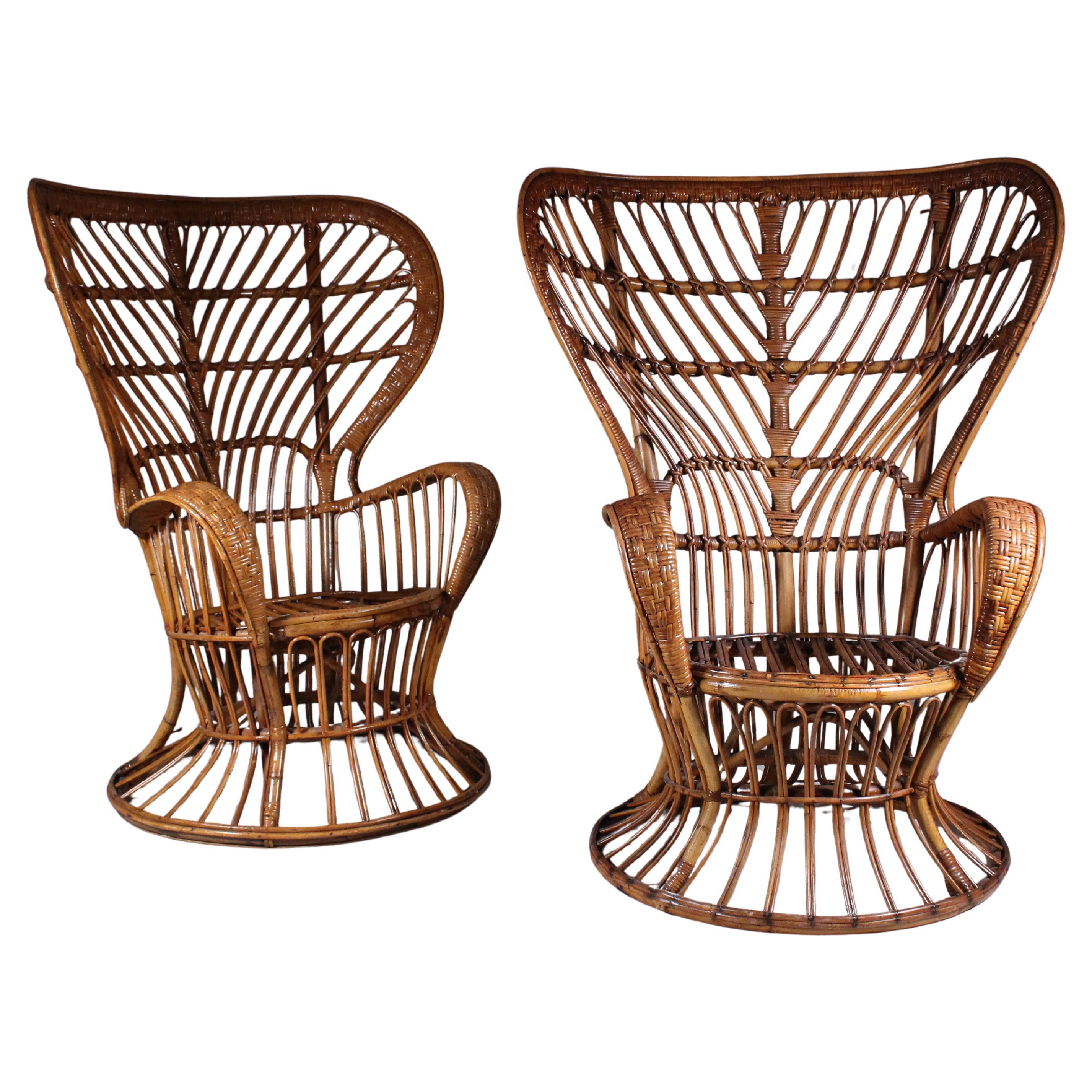 Set di 2 poltrone in rattan di Lio Carminati, 1960 circa