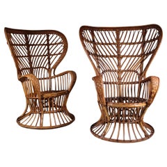Set di 2 poltrone in rattan di Lio Carminati, 1960 circa