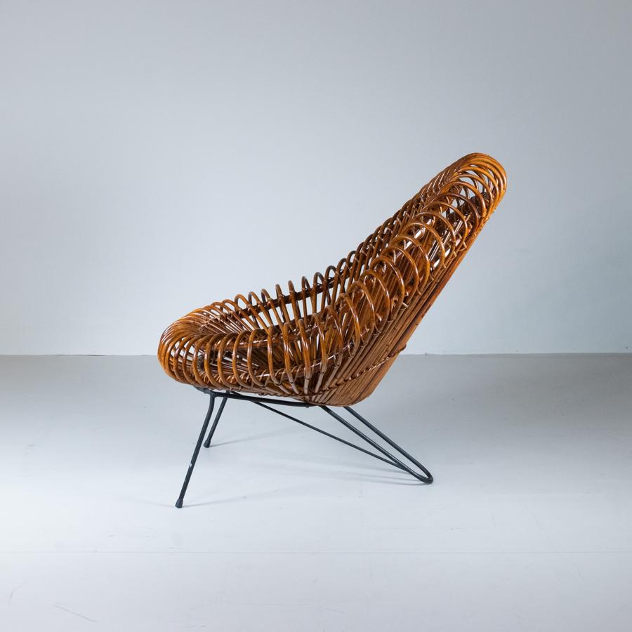 Set di 2 poltrone in rattan di metà secolo di Janine Abraham, 1969 in vendita 3