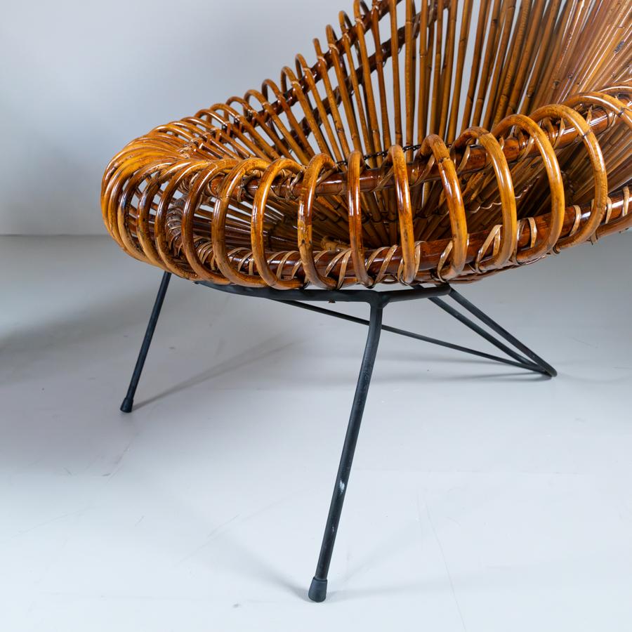 Metà XX secolo Set di 2 poltrone in rattan di metà secolo di Janine Abraham, 1969 in vendita