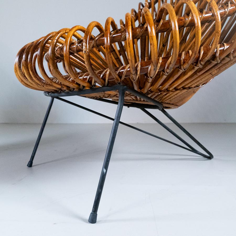 Rattan Set di 2 poltrone in rattan di metà secolo di Janine Abraham, 1969 in vendita