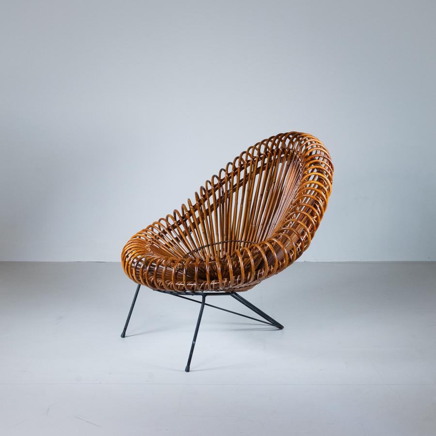 Set di 2 poltrone in rattan di metà secolo di Janine Abraham, 1969 in vendita 1