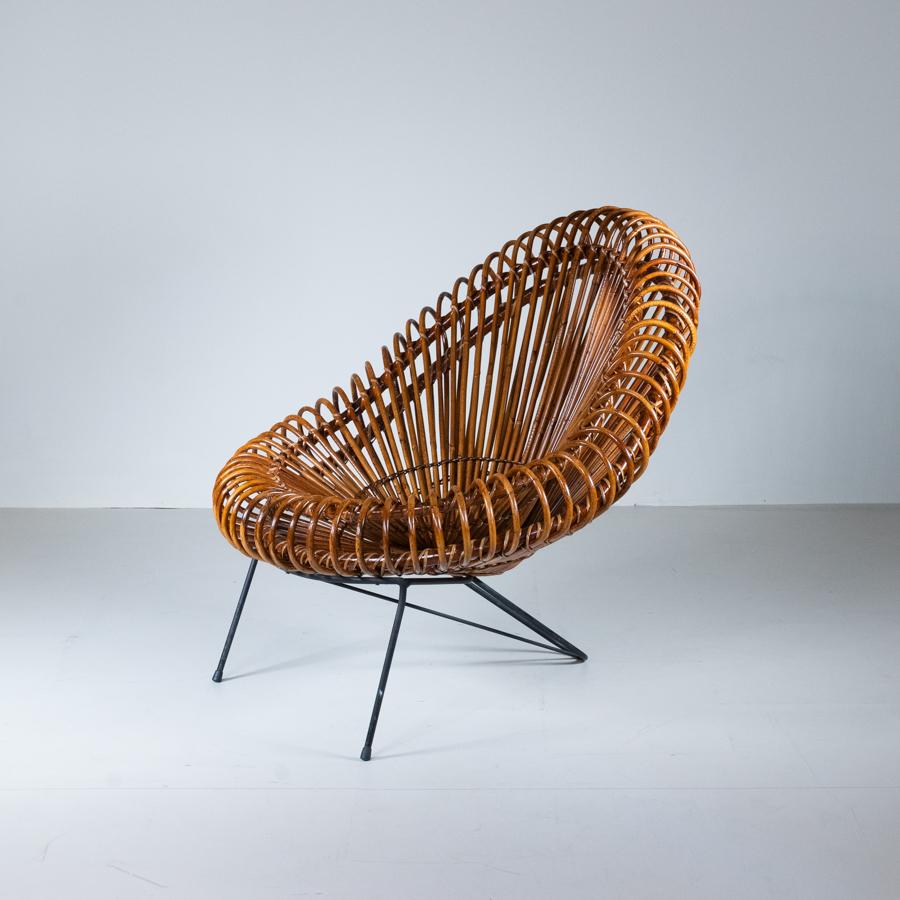 Set di 2 poltrone in rattan di metà secolo di Janine Abraham, 1969 in vendita 2