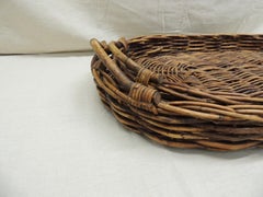 Set of '2' Rattan Oval Large Woven Nesting Serving Trays with Handles