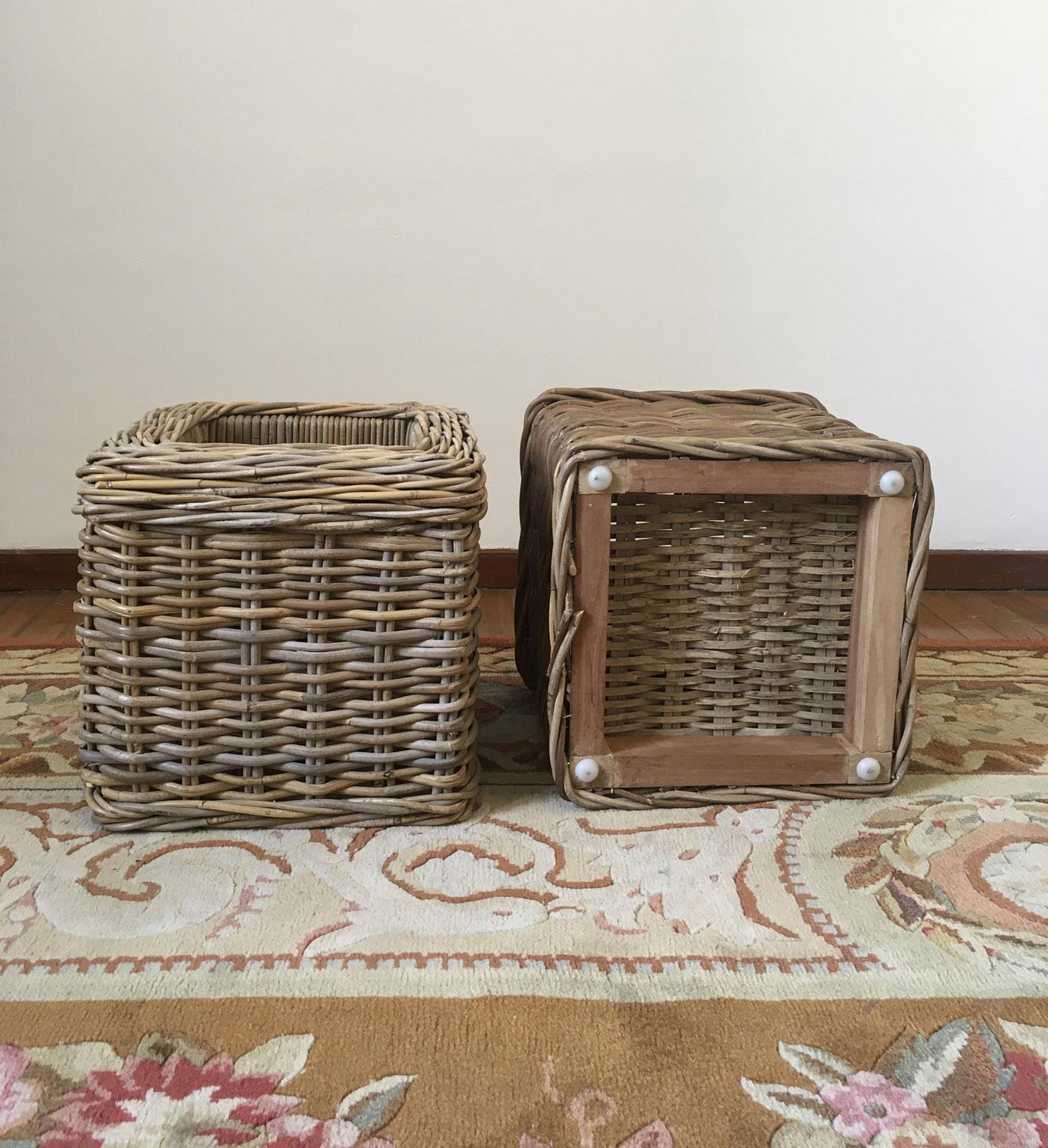 Set of 2 Rattan Planter Baskets For Sale 9