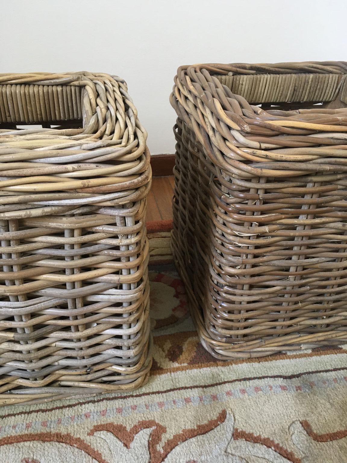 Set of 2 Rattan Planter Baskets For Sale 1