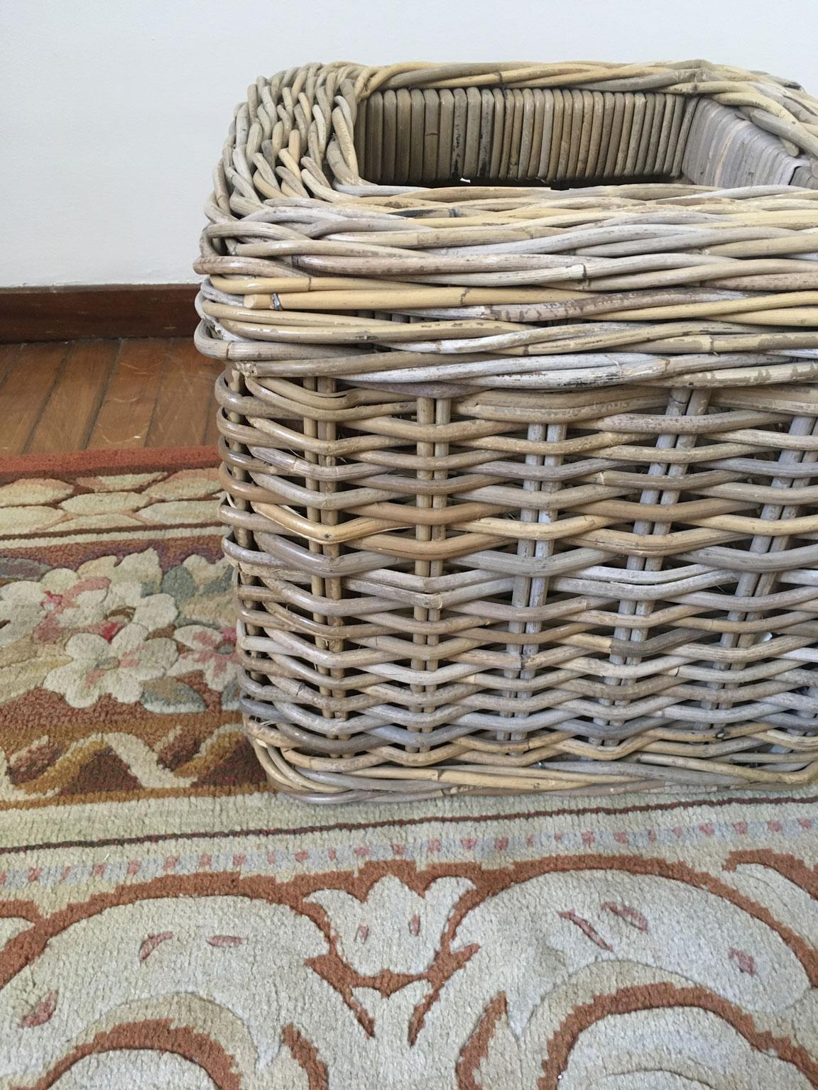 Contemporary Set of 2 Rattan Planter Baskets For Sale