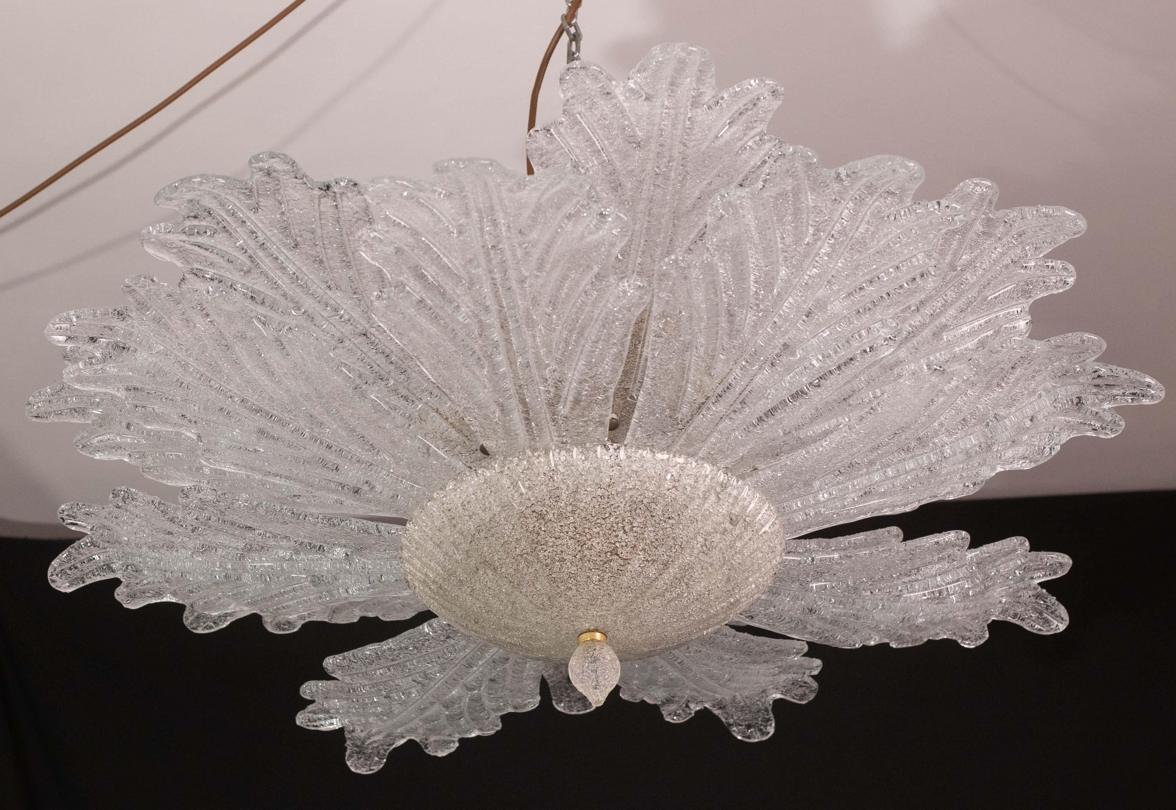Set of 2 Ravello, Large Size Vintage Murano Trasparent Glass Ceiling Light For Sale 4
