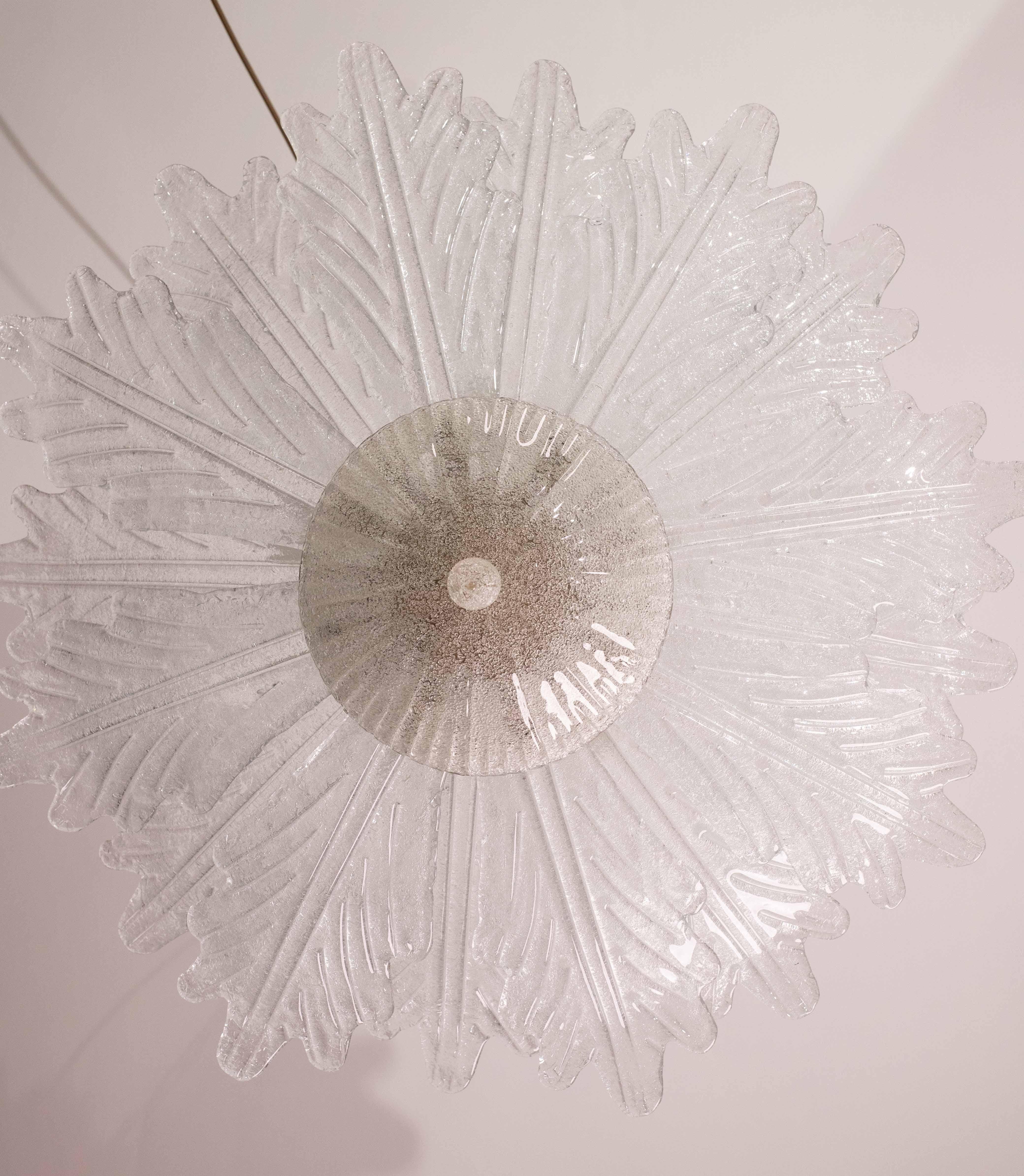 Set of 2 Ravello, Large Size Vintage Murano Trasparent Glass Ceiling Light For Sale 5
