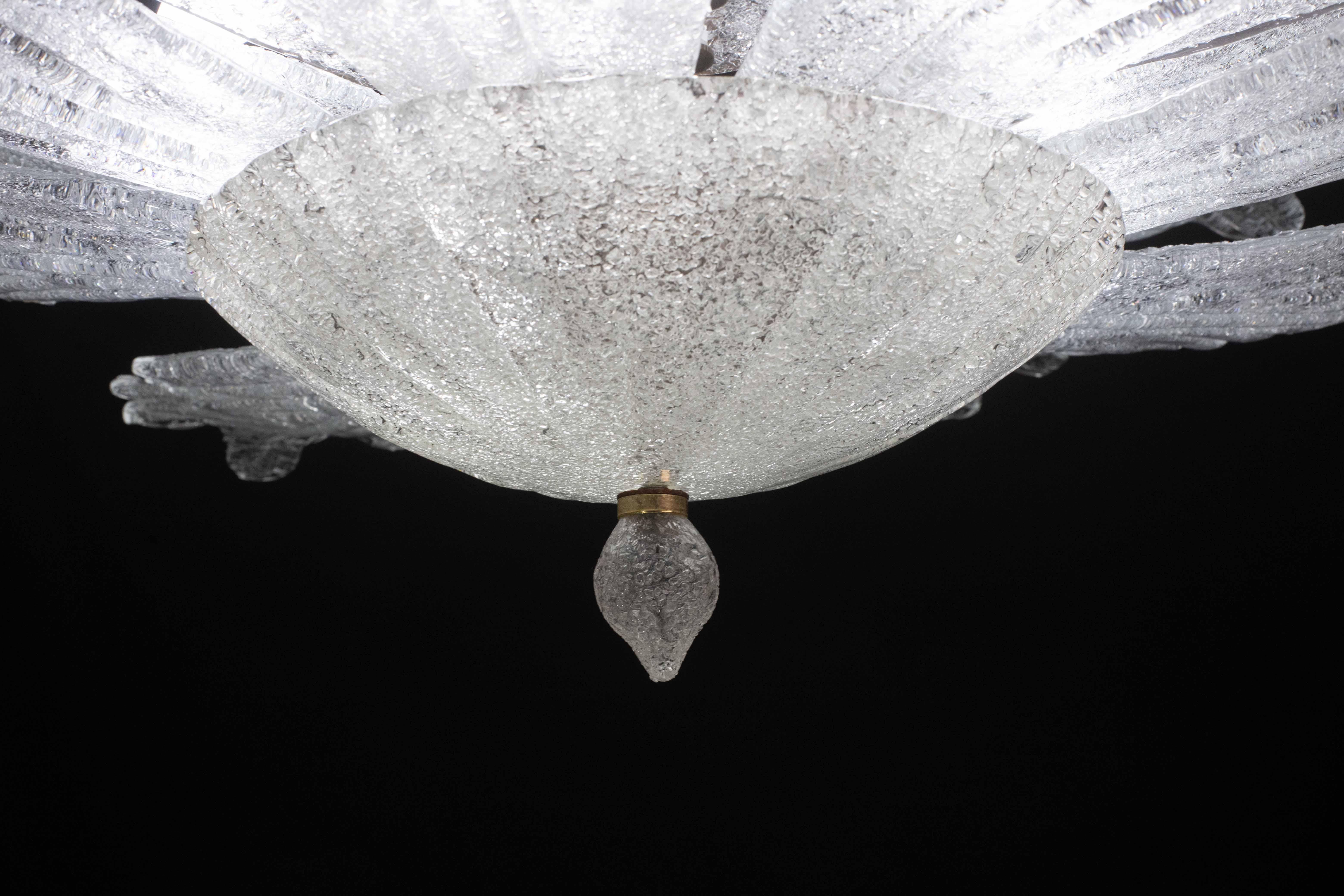 Set of 2 Ravello, Large Size Vintage Murano Trasparent Glass Ceiling Light For Sale 6