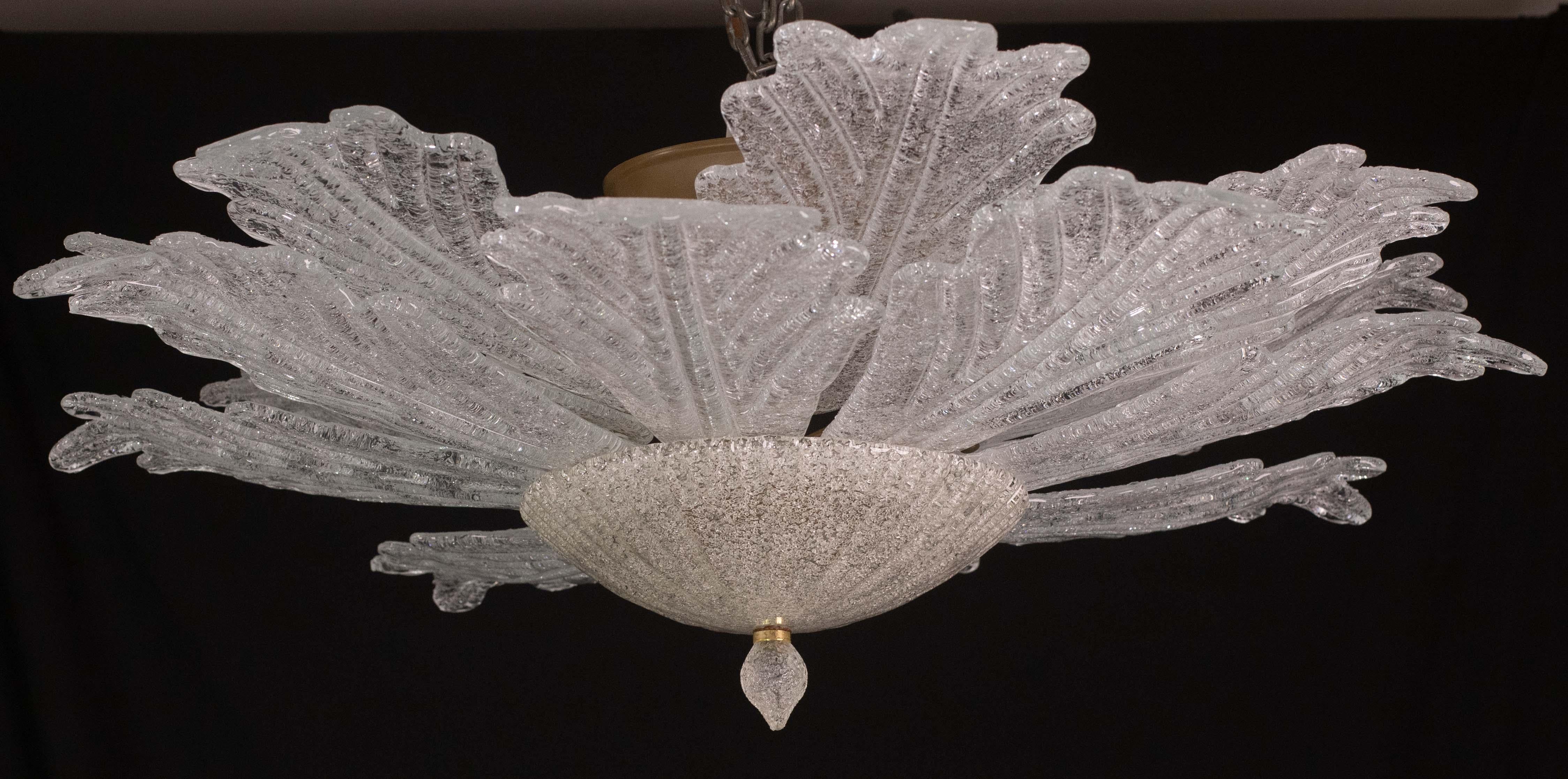 Set of 2 Ravello, Large Size Vintage Murano Trasparent Glass Ceiling Light In Good Condition For Sale In Roma, IT
