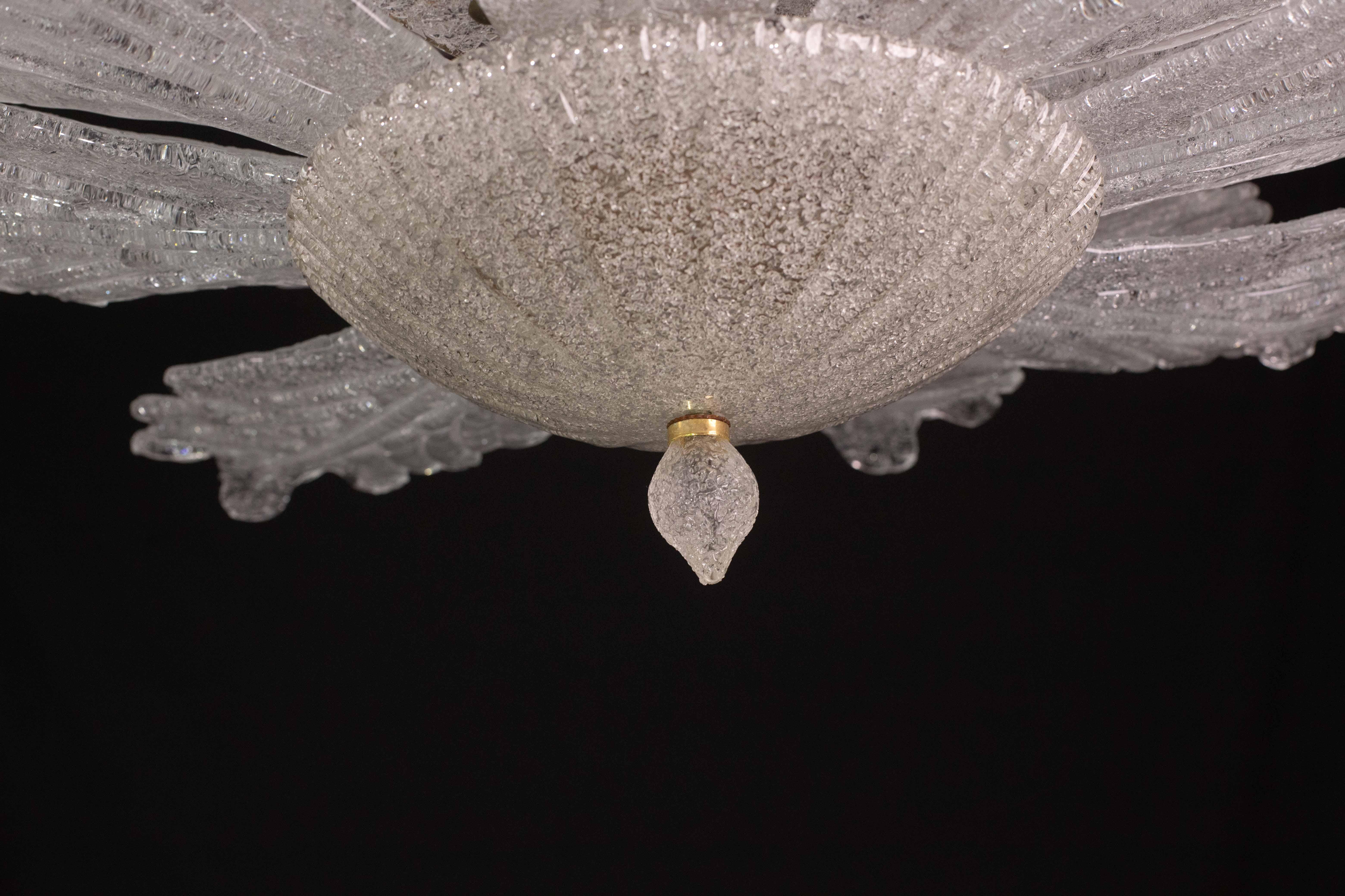 Murano Glass Set of 2 Ravello, Large Size Vintage Murano Trasparent Glass Ceiling Light For Sale