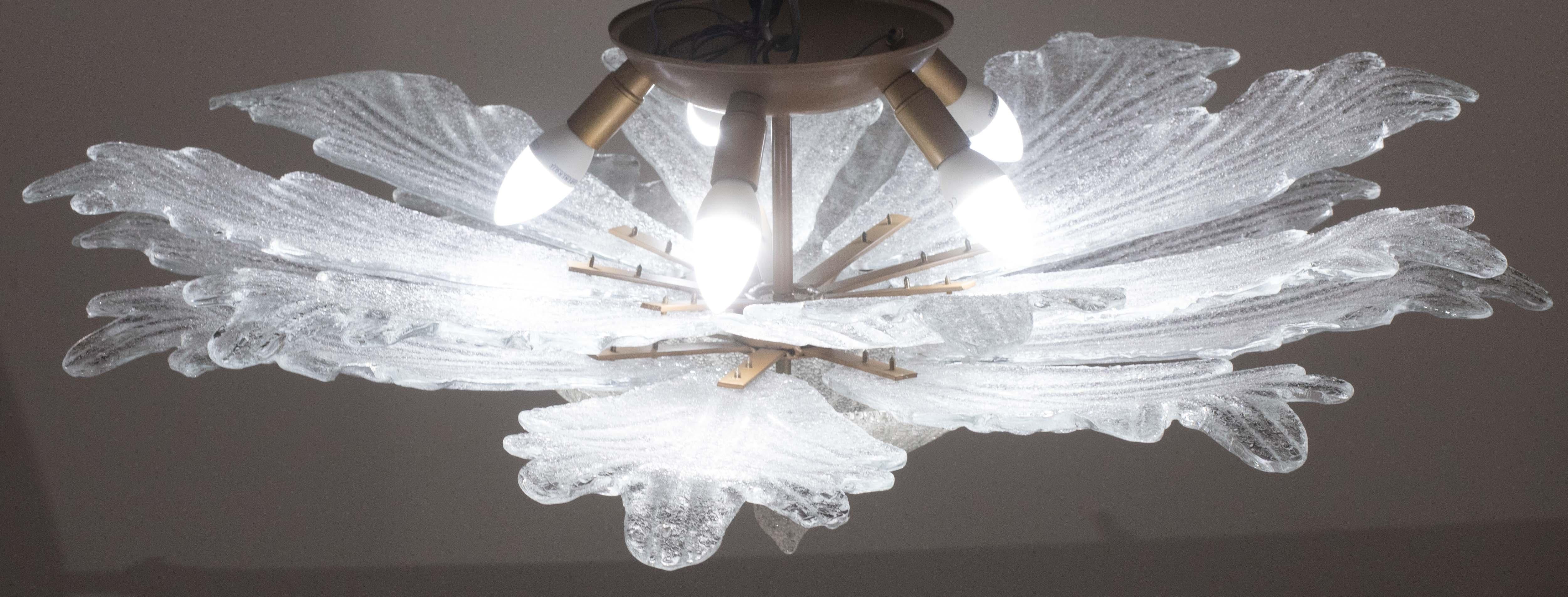 Set of 2 Ravello, Large Size Vintage Murano Trasparent Glass Ceiling Light For Sale 1